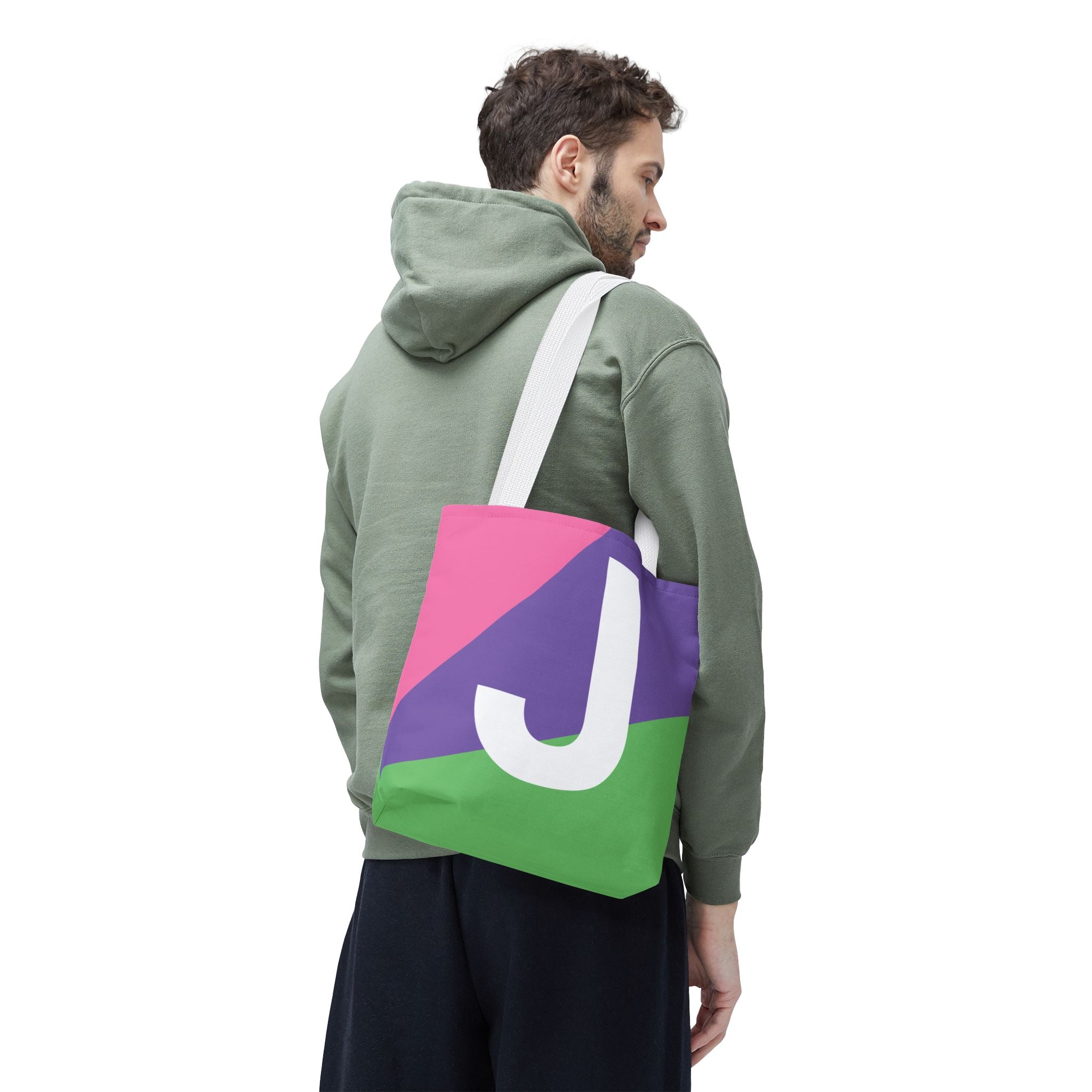 Monogram 'J' Colorblock Tote Bag — Personalized Initial J Shoulder Tote