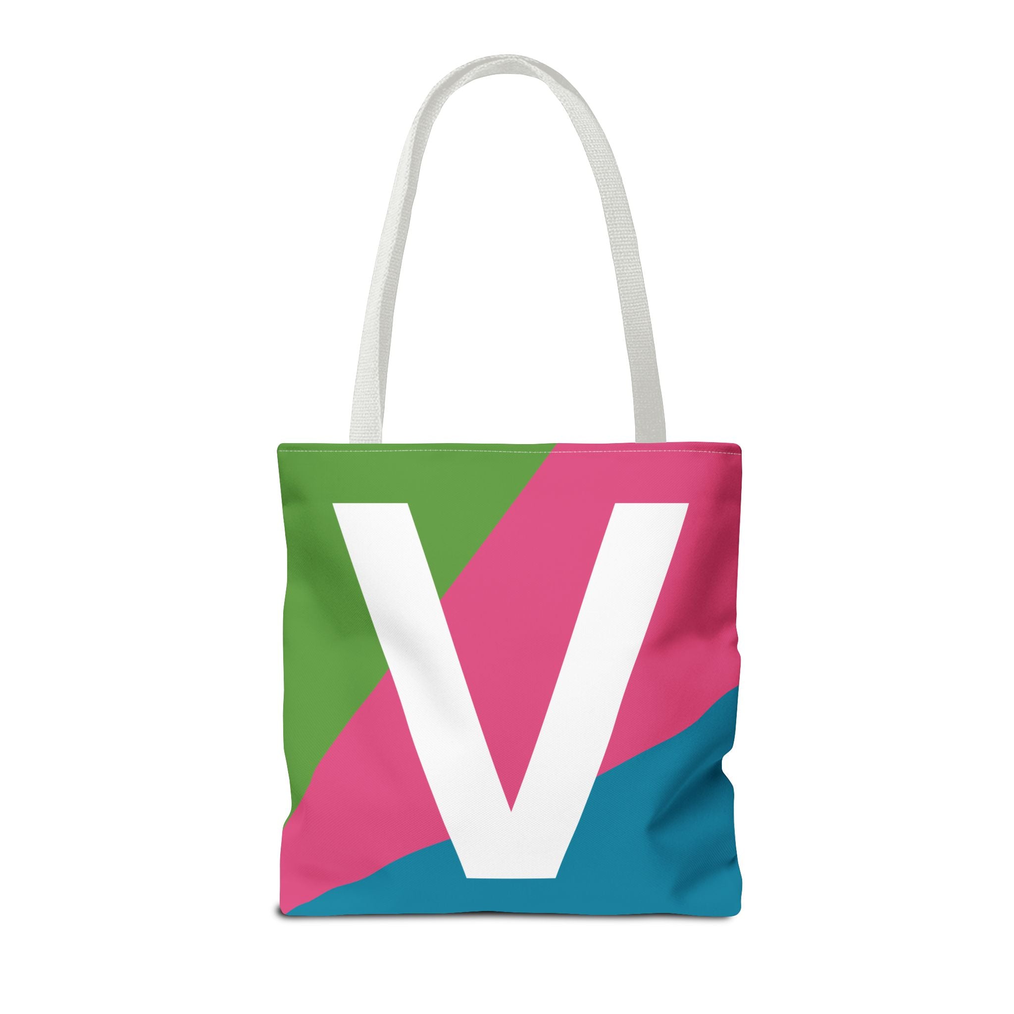 Monogram 'V' Colorblock Tote Bag — Personalized Initial V Shoulder Tote