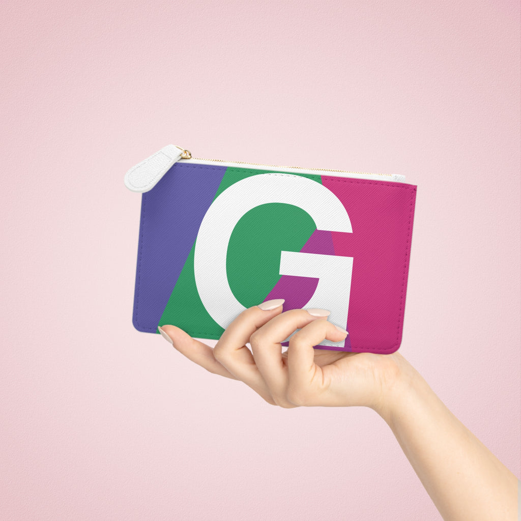Initial G Mini Clutch — Colorblock Monogram Wristlet Wallet