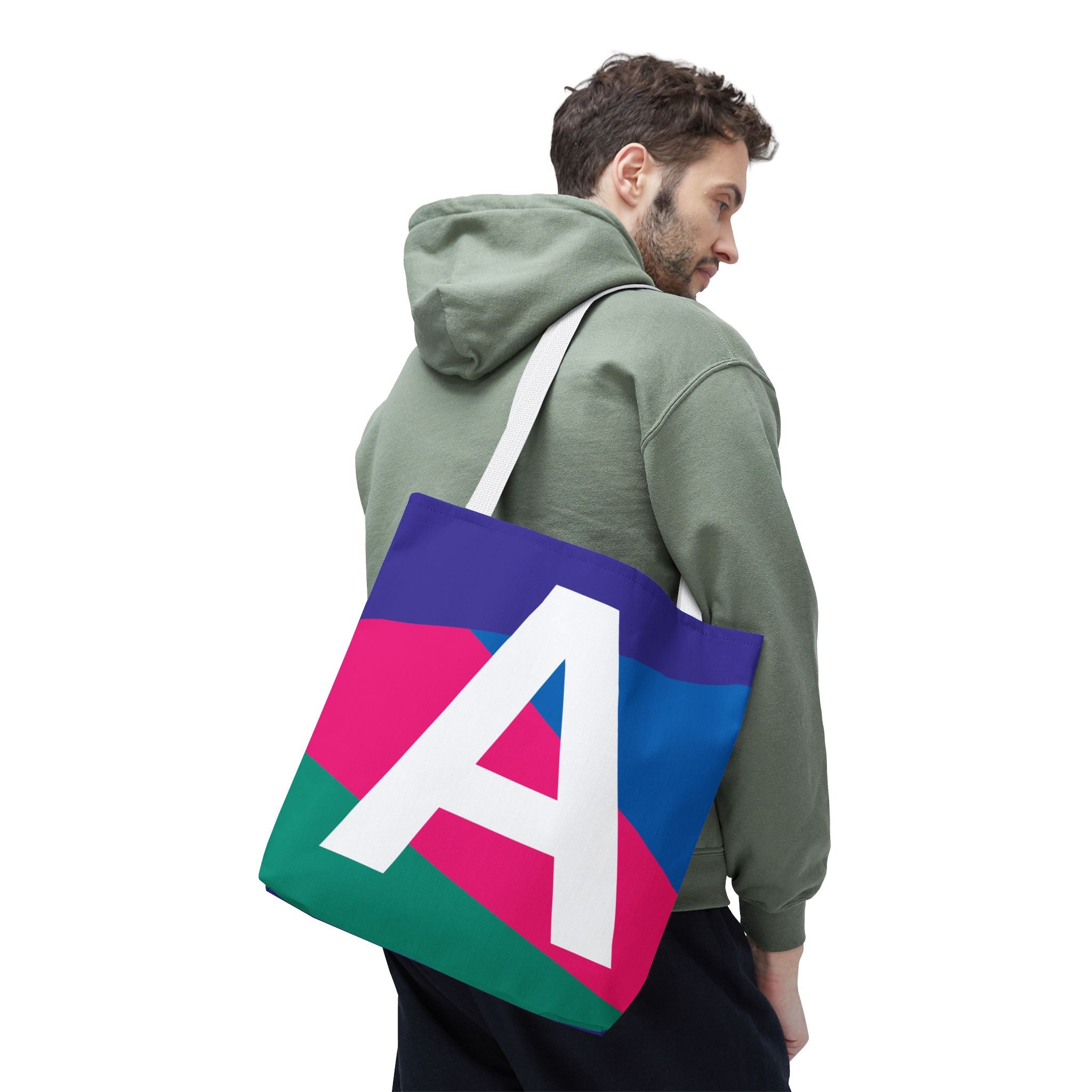 Monogram 'A' Colorblock Tote Bag — Personalized Initial A Shoulder Tote