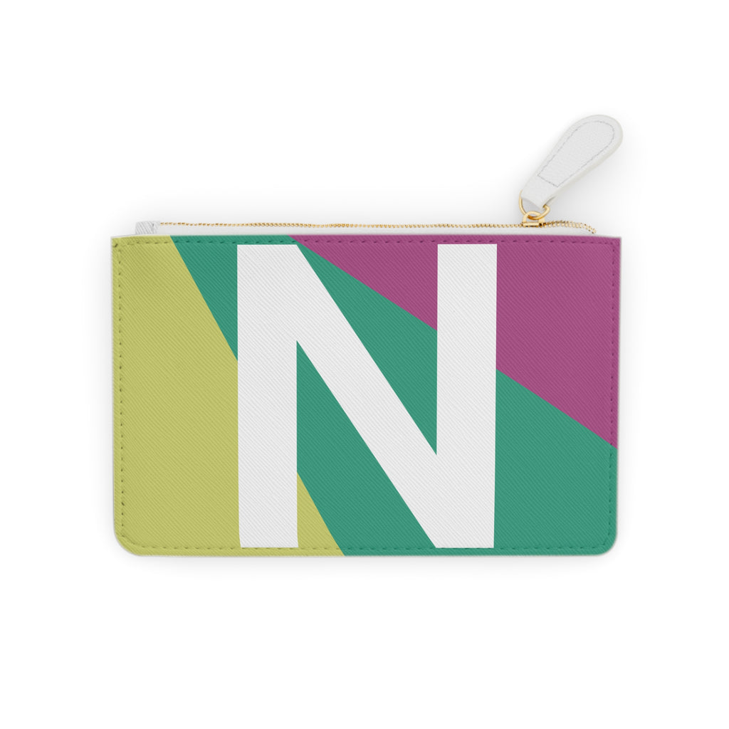 Initial N Mini Clutch — Colorblock Monogram Wristlet Wallet