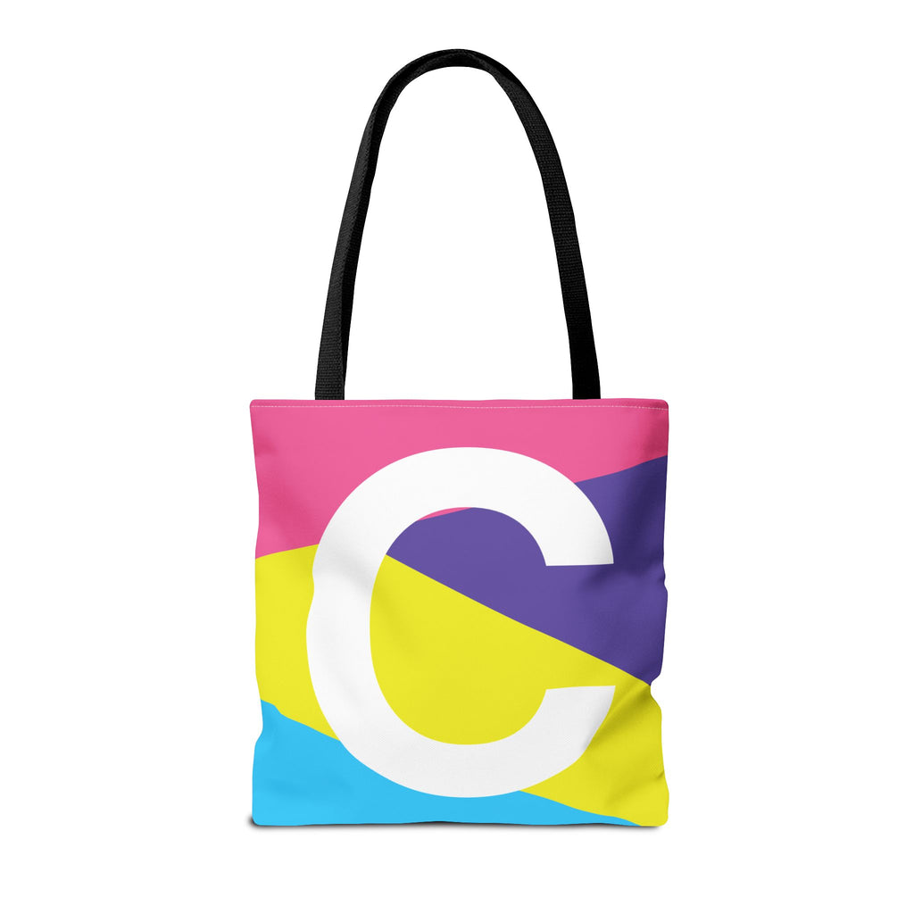 Monogram 'C' Colorblock Tote Bag — Personalized Initial C Shoulder Tote
