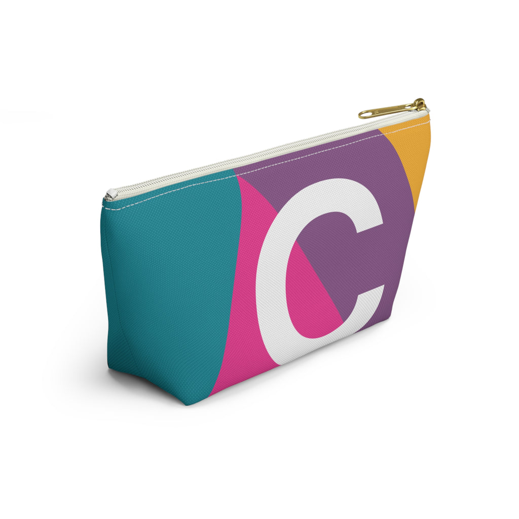 Initials Colorblock Accessory Pouch — Monogram C T-Bottom Cosmetic Bag