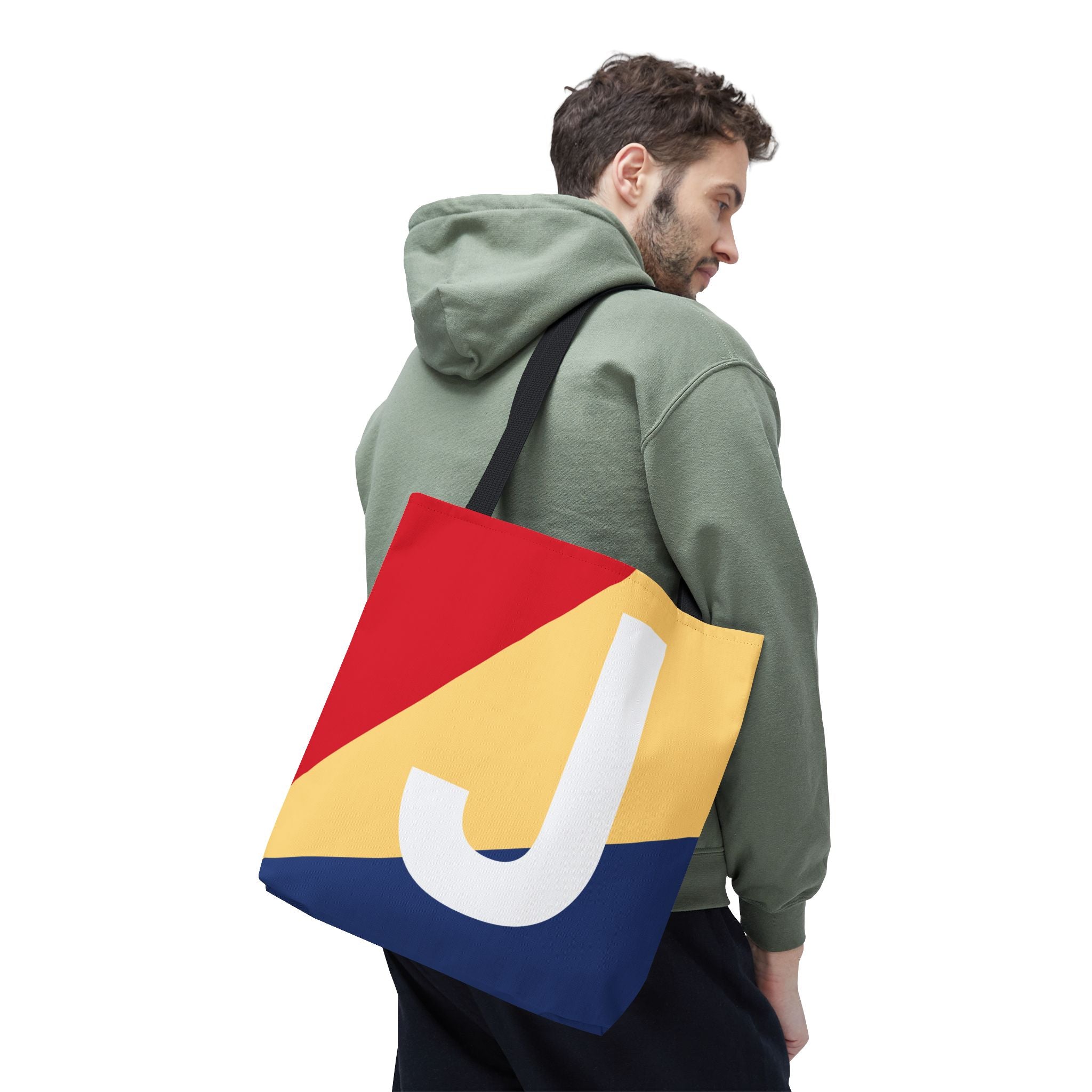 Monogram 'J' Colorblock Tote Bag — Personalized Initial J Shoulder Tote