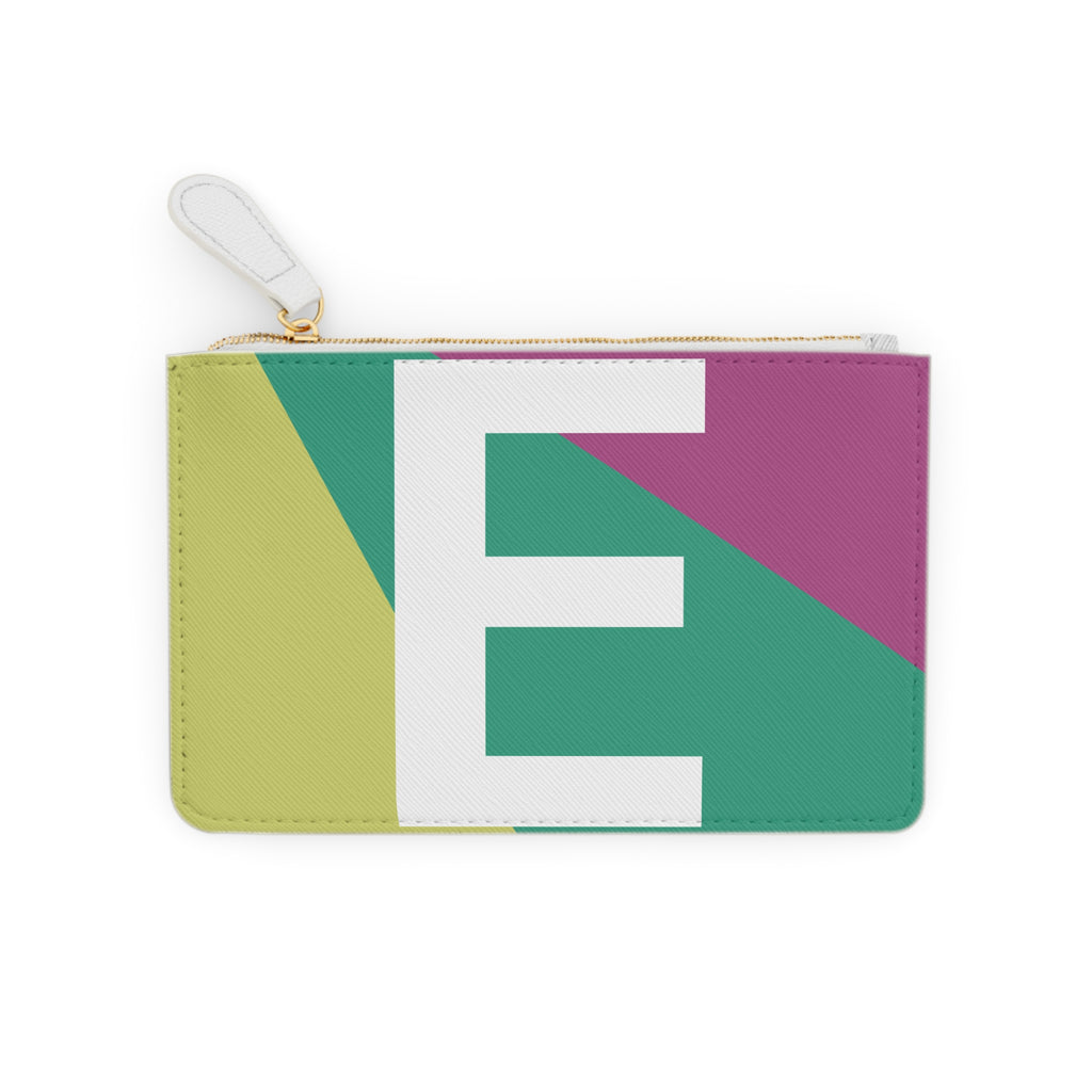 Initial E Mini Clutch — Colorblock Monogram Wristlet Wallet