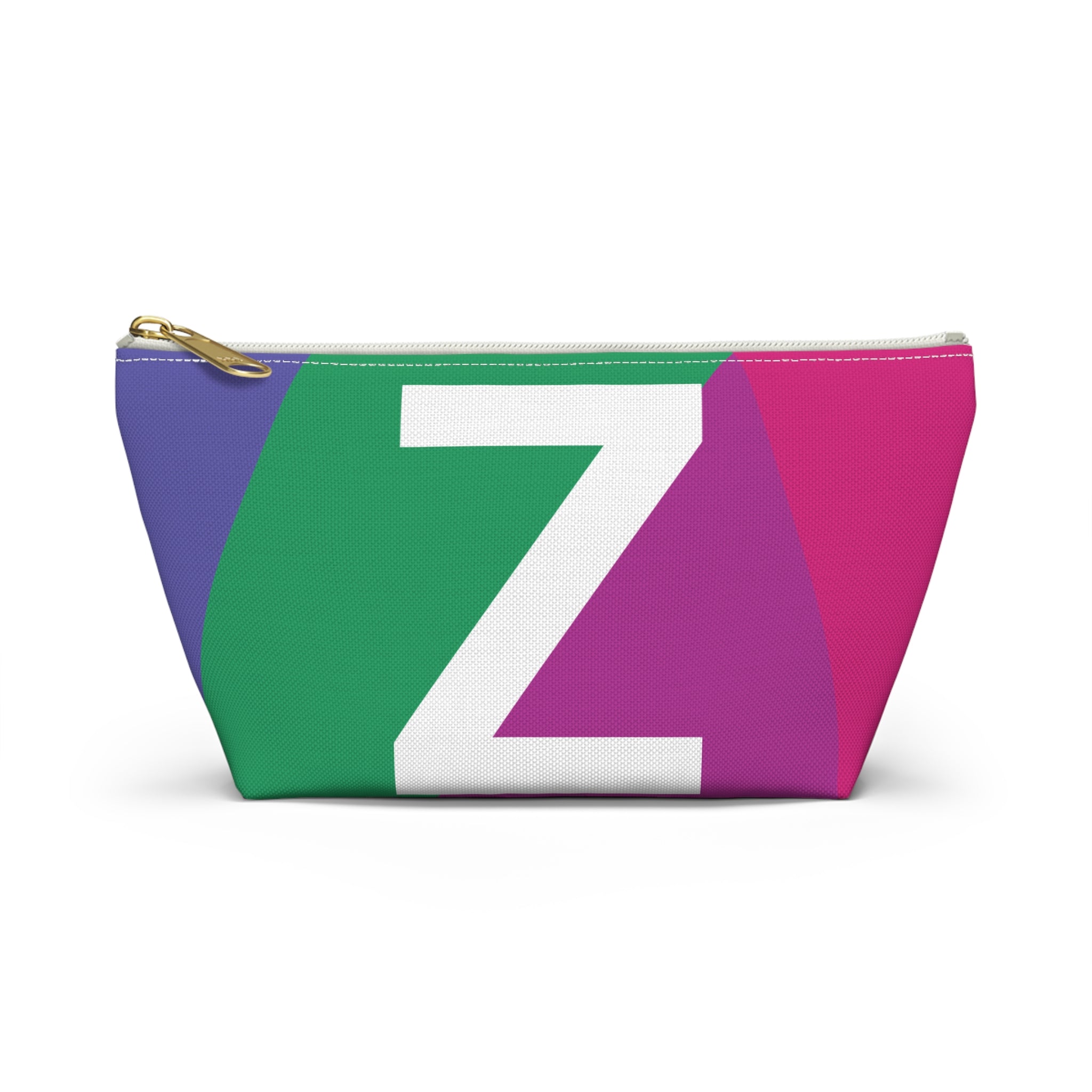 Initials Colorblock Accessory Pouch — Monogram Z T-Bottom Cosmetic Bag