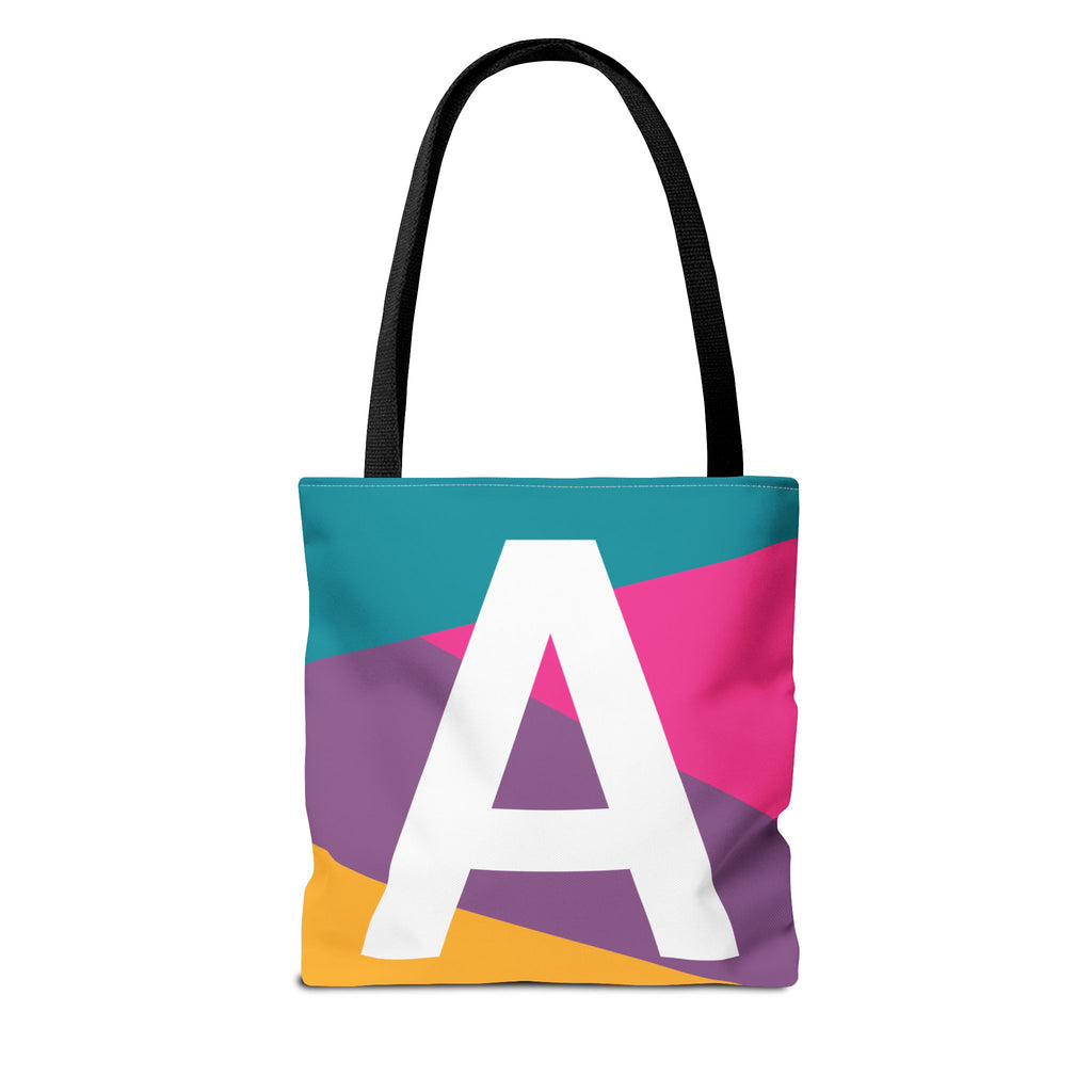 Monogram 'A' Colorblock Tote Bag — Personalized Initial A Shoulder Tote