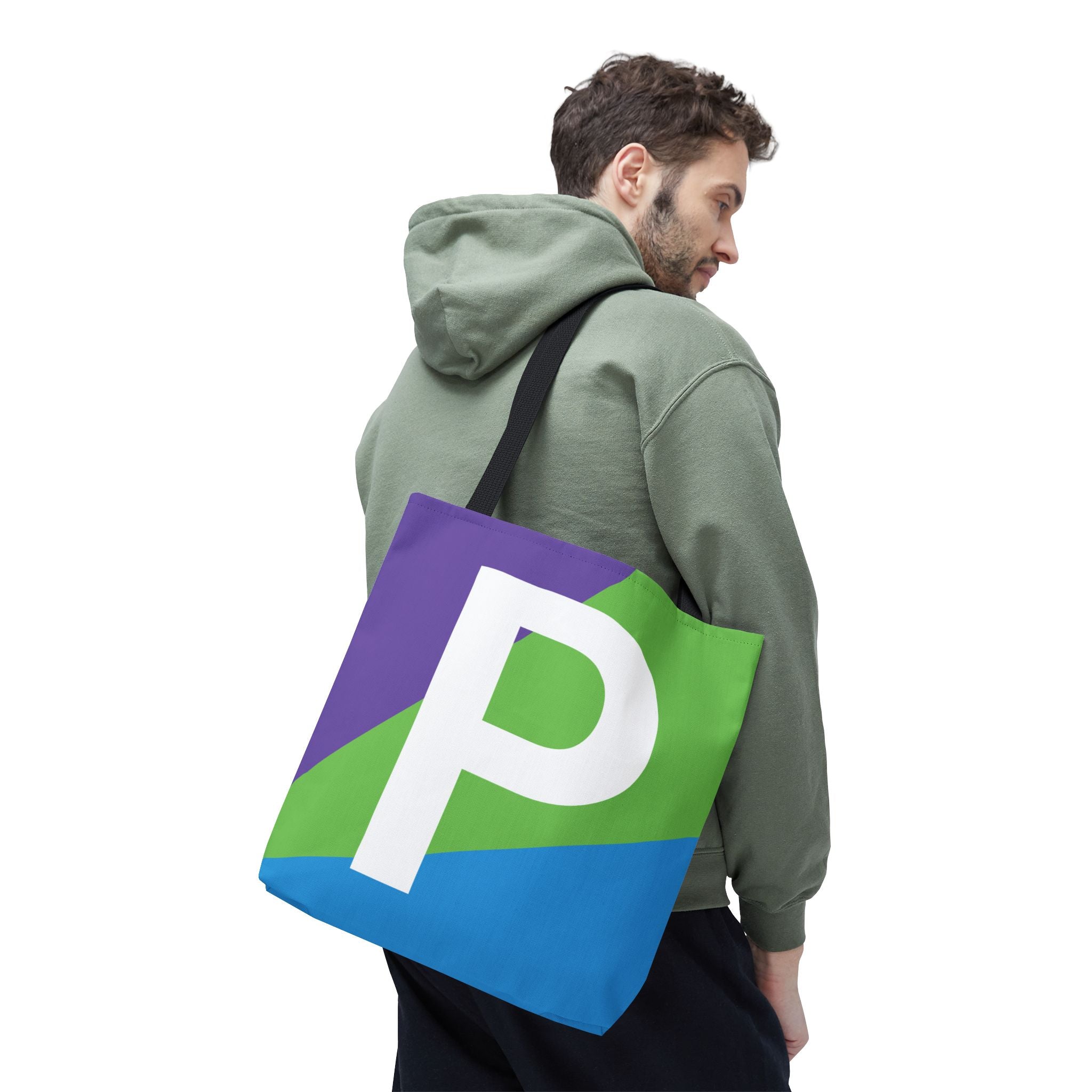 Monogram 'P' Colorblock Tote Bag — Personalized Initial P Shoulder Tote
