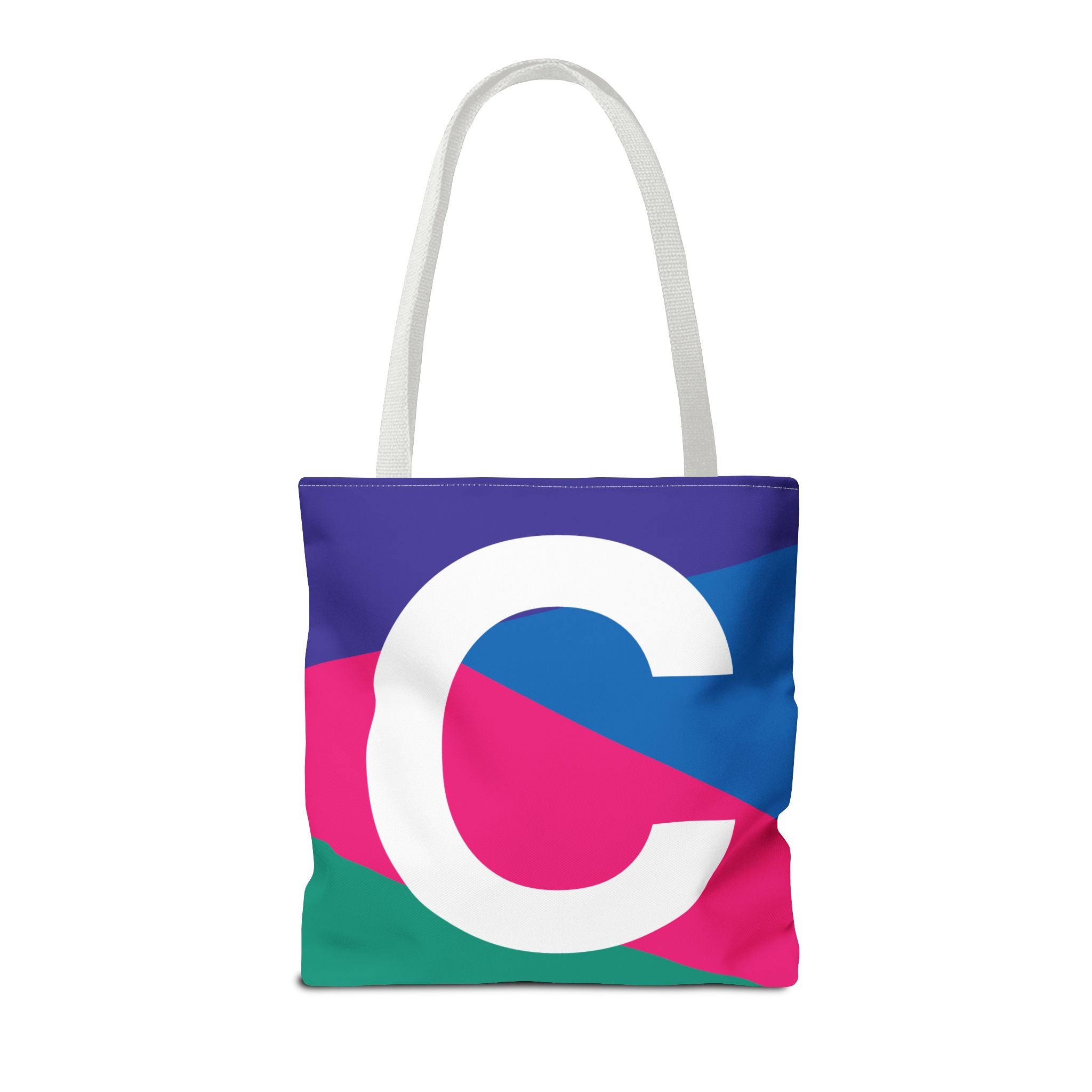 Monogram 'C' Colorblock Tote Bag — Personalized Initial C Shoulder Tote