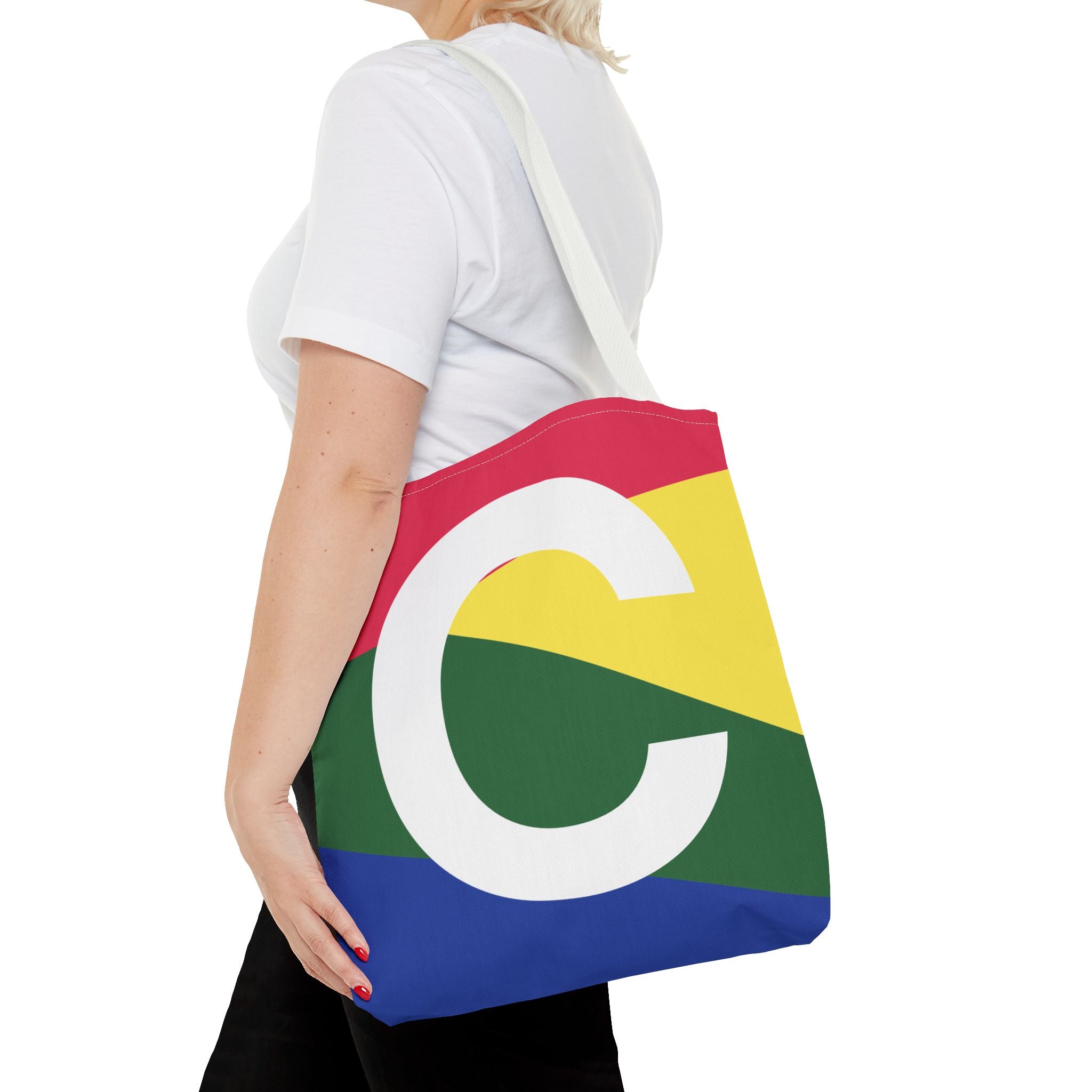 Monogram 'C' Colorblock Tote Bag — Personalized Initial C Shoulder Tote