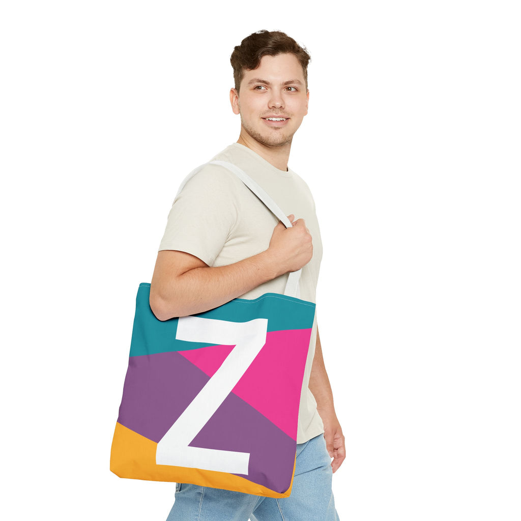 Monogram 'Z' Colorblock Tote Bag — Personalized Initial Z Shoulder Tote