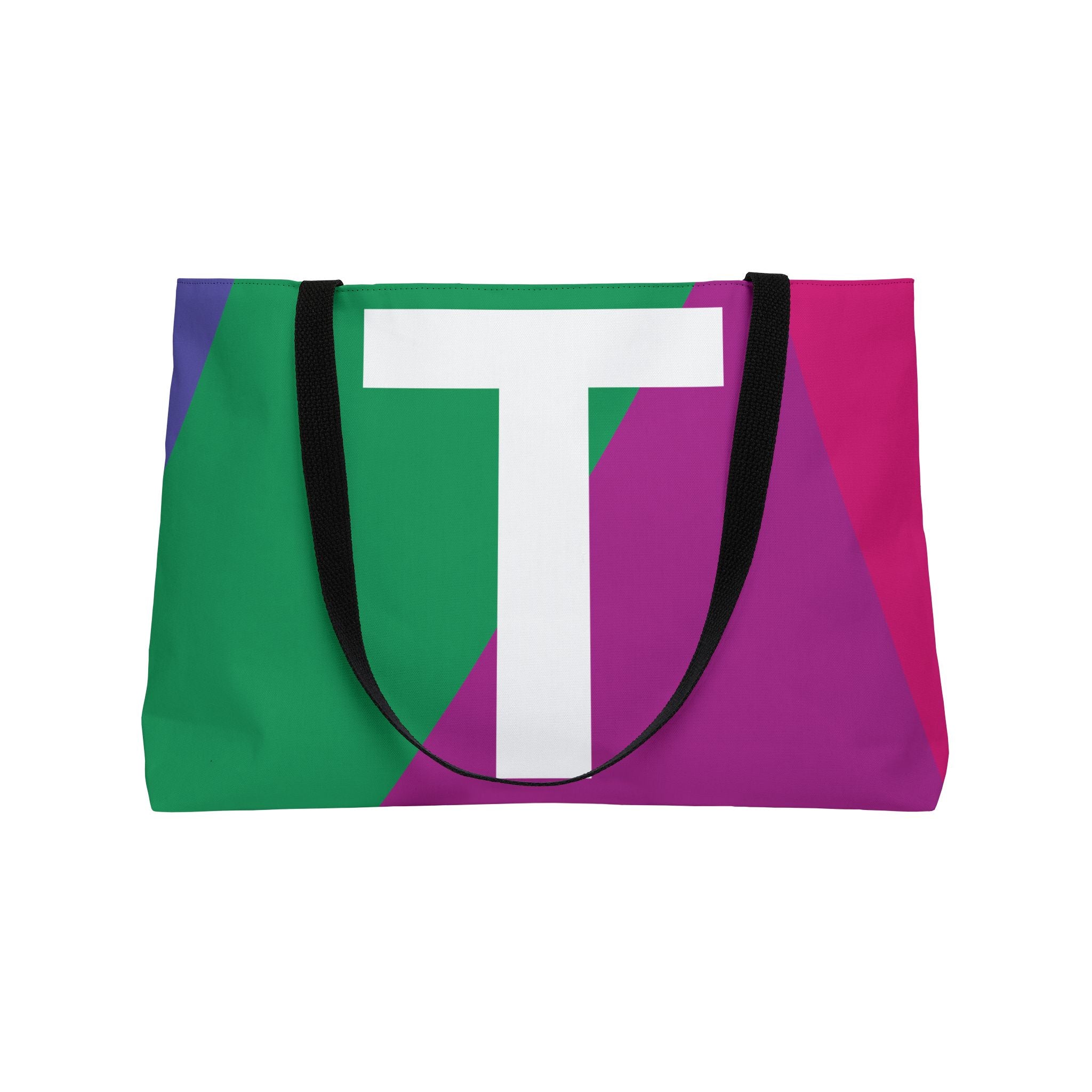 Personalized 'T' Colorblock Tote Bag — Monogram Weekender Tote