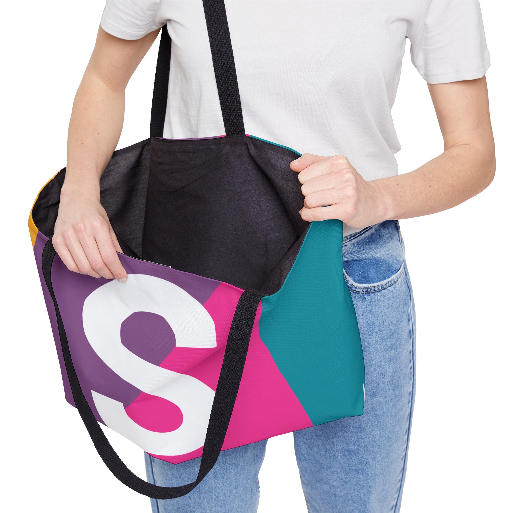 Personalized 'S' Colorblock Tote Bag — Monogram Weekender Tote