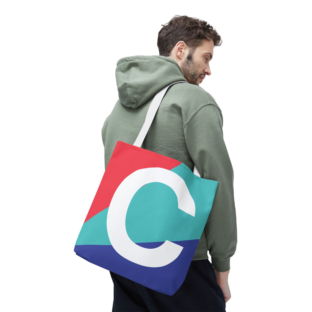Monogram 'C' Colorblock Tote Bag — Personalized Initial C Shoulder Tote