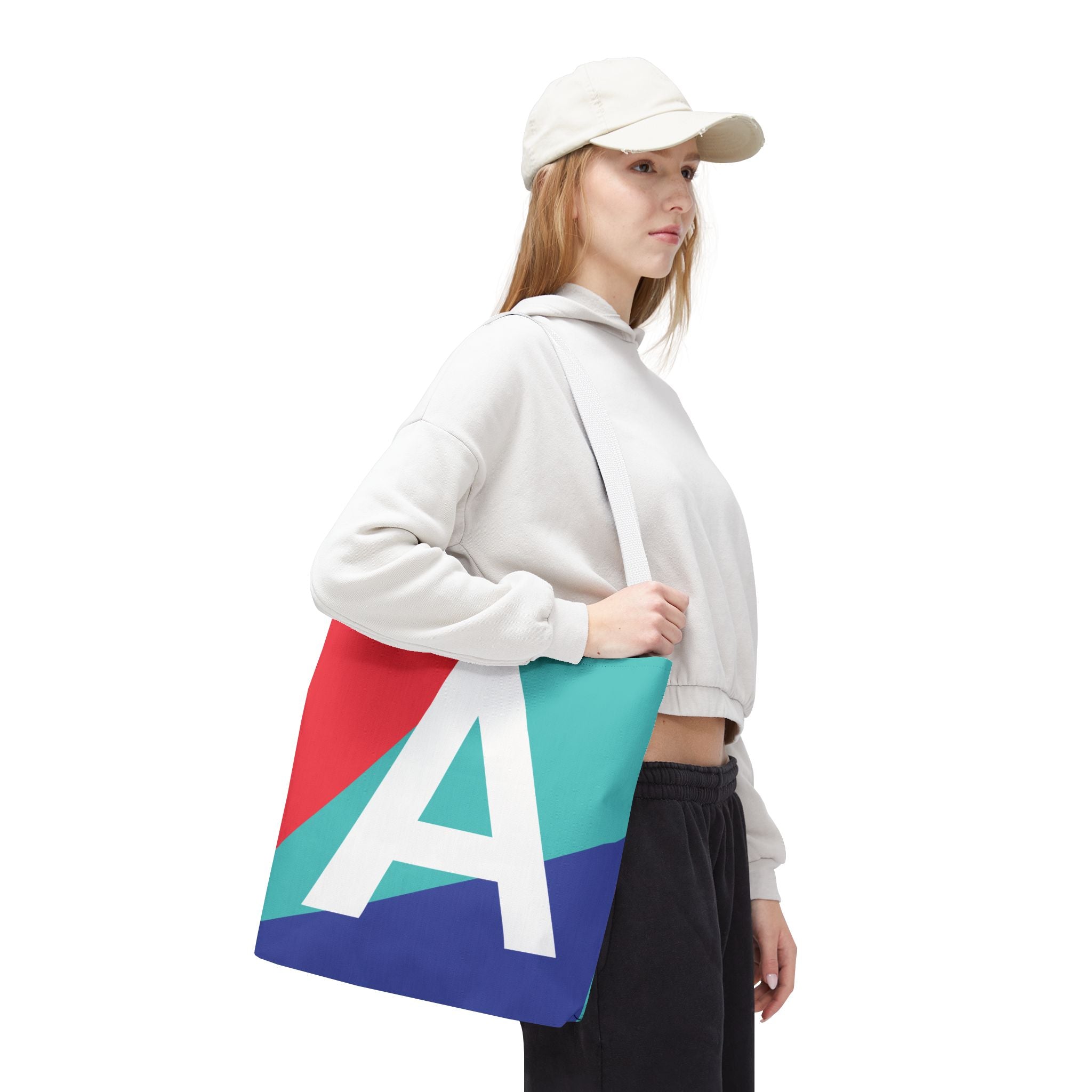 Monogram 'A' Colorblock Tote Bag — Personalized Initial A Shoulder Tote