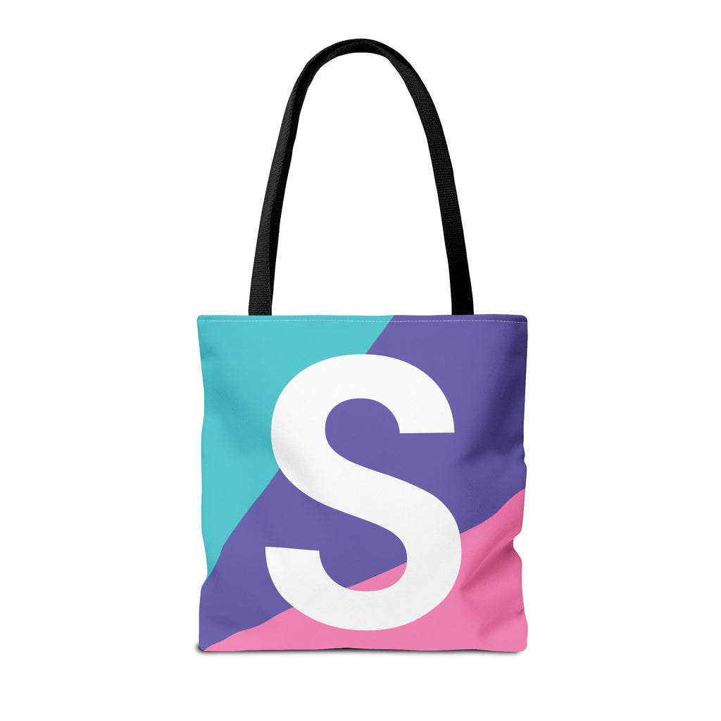 Monogram 'S' Colorblock Tote Bag — Personalized Initial S Shoulder Tote