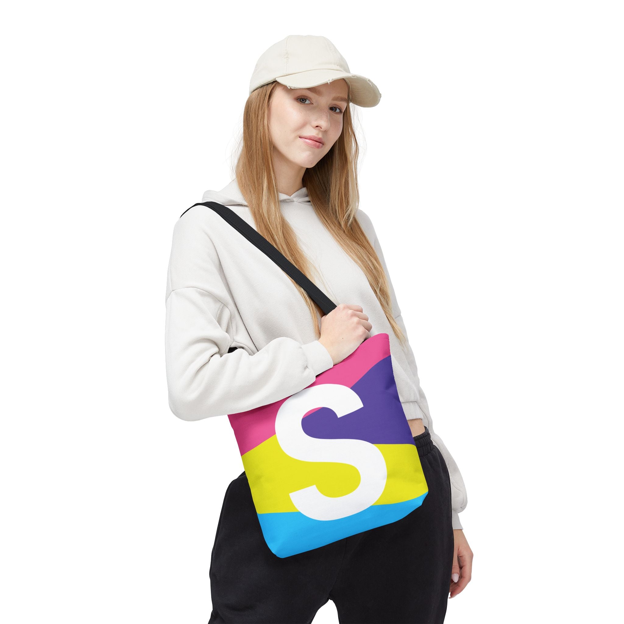 Monogram 'S' Colorblock Tote Bag — Personalized Initial S Shoulder Tote
