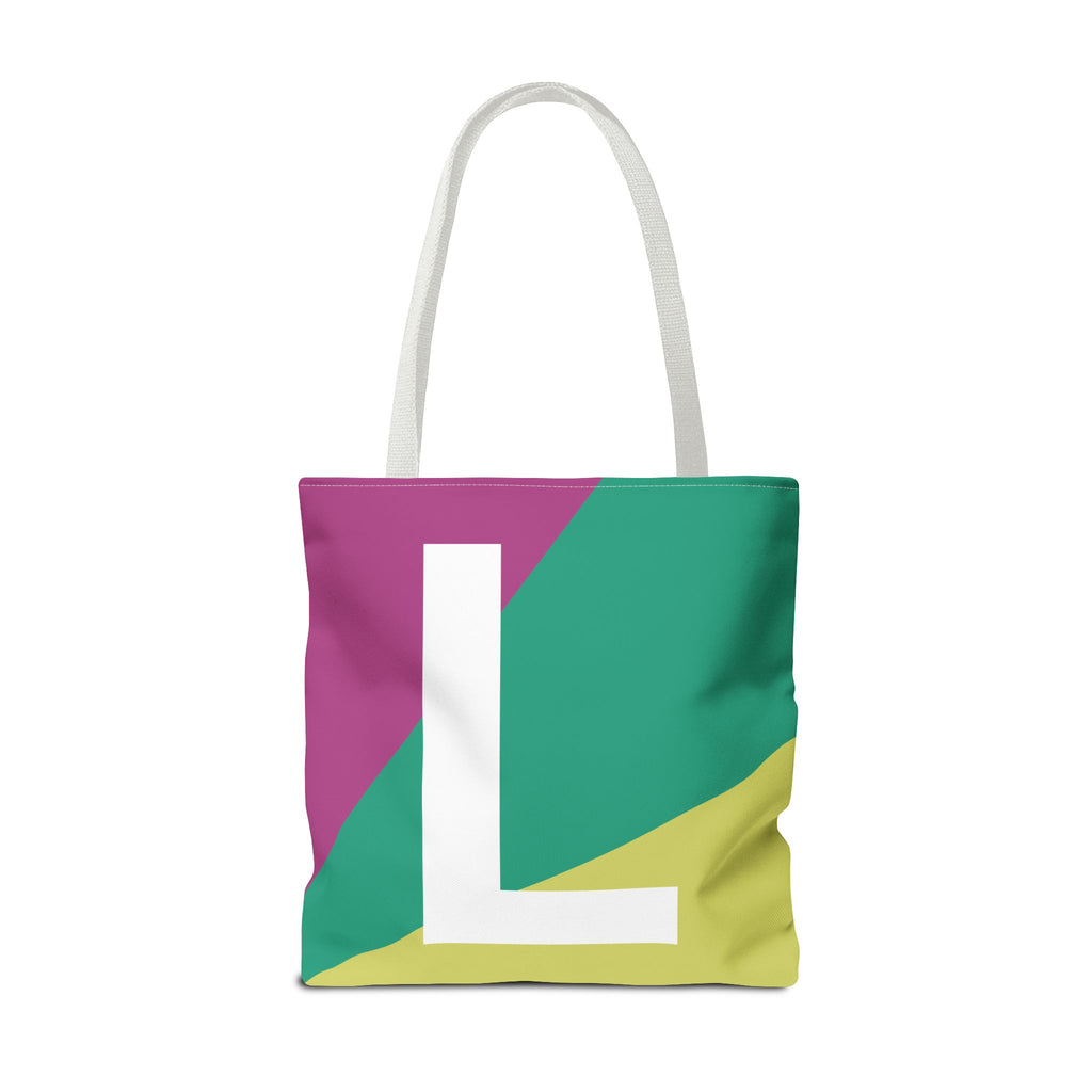 Monogram 'L' Colorblock Tote Bag — Personalized Initial L Shoulder Tote