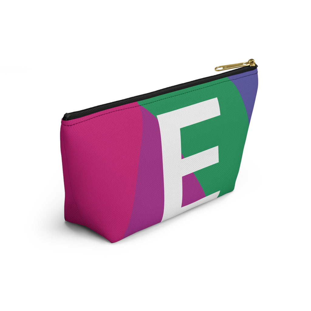Initials Colorblock Accessory Pouch — Monogram E T-Bottom Cosmetic Bag