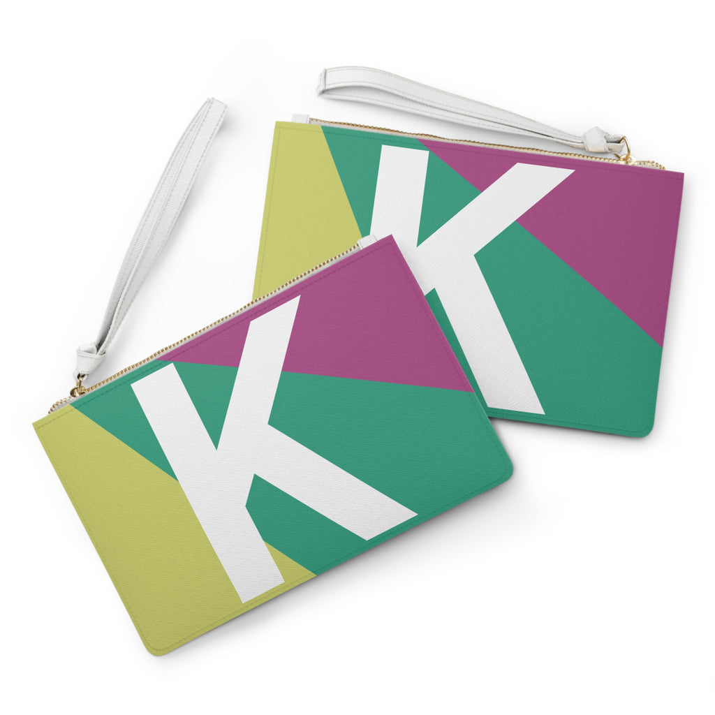 Monogram 'K' Colorblock Clutch Bag — Bold Geometric Wristlet for Everyday & Gifts