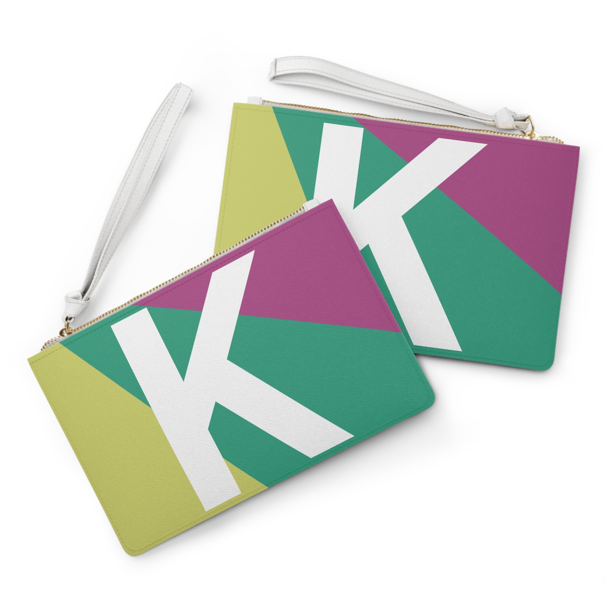 Monogram 'K' Colorblock Clutch Bag — Bold Geometric Wristlet for Everyday & Gifts