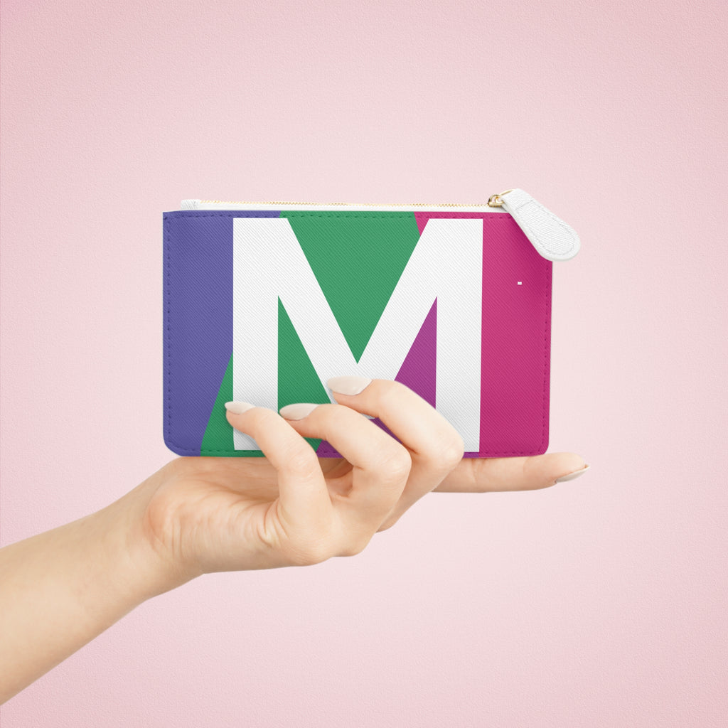Initial M Mini Clutch — Colorblock Monogram Wristlet Wallet