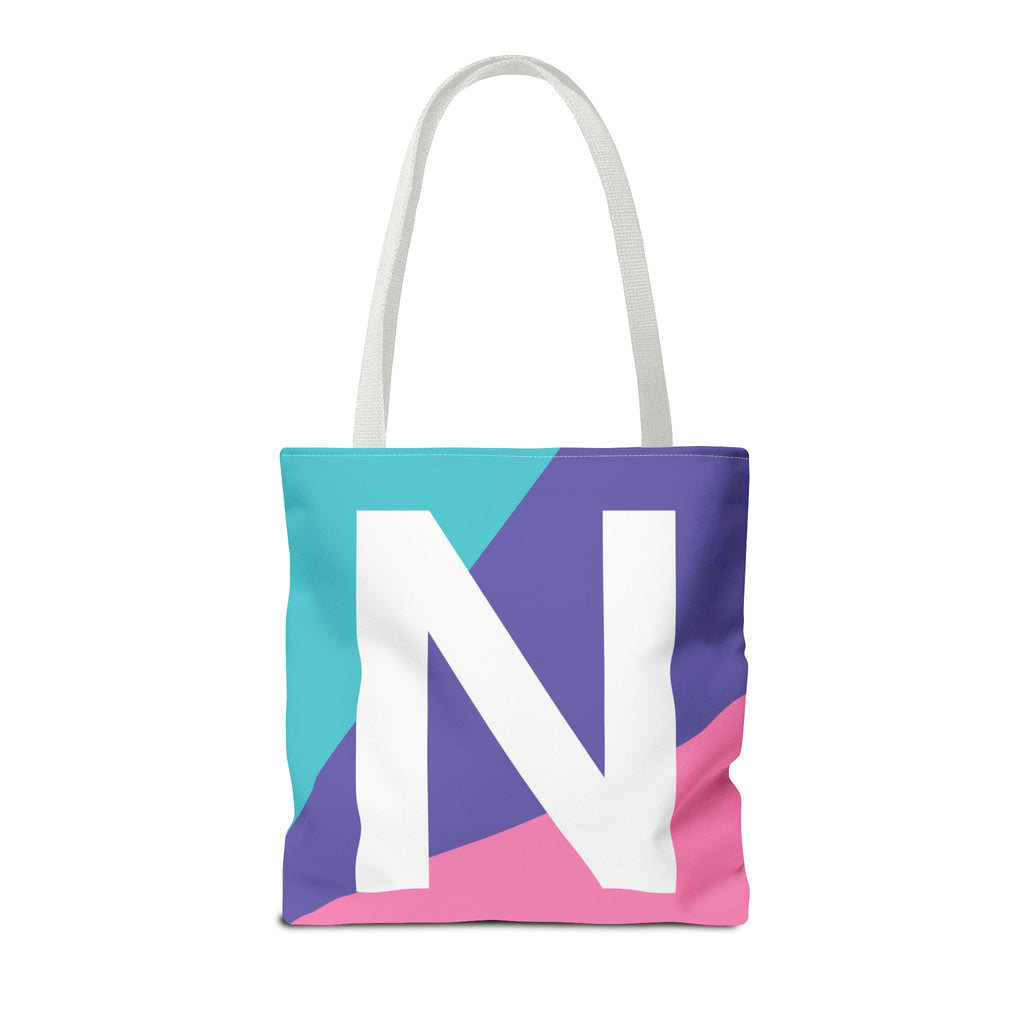 Monogram 'N' Colorblock Tote Bag — Personalized Initial N Shoulder Tote