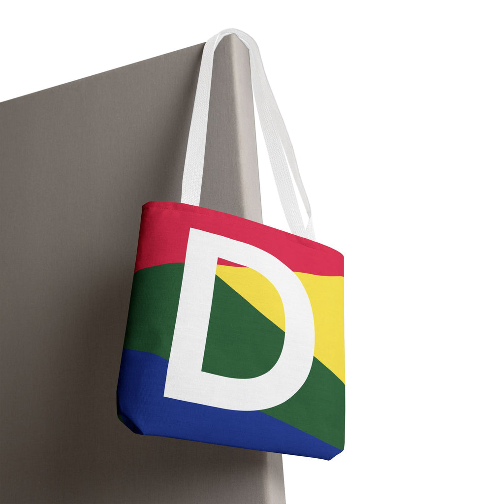Monogram 'D' Colorblock Tote Bag — Personalized Initial D Shoulder Tote