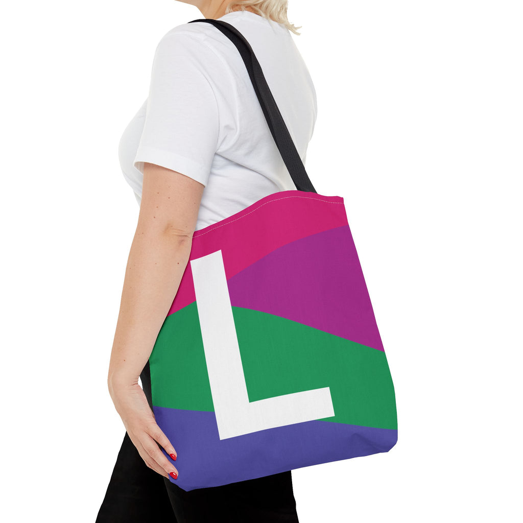 Monogram 'L' Colorblock Tote Bag — Personalized Initial L Shoulder Tote