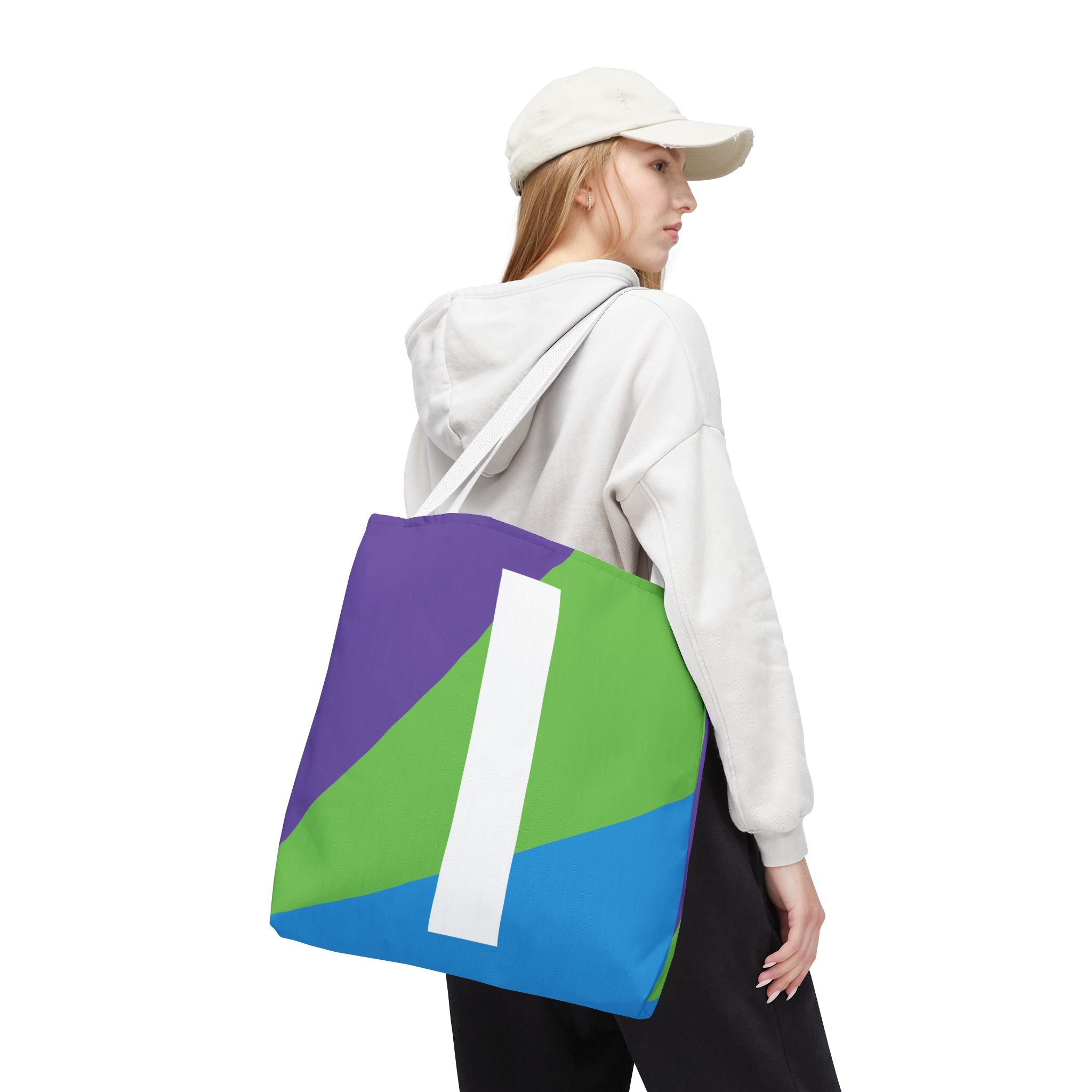 Monogram 'I' Colorblock Tote Bag — Personalized Initial I Shoulder Tote