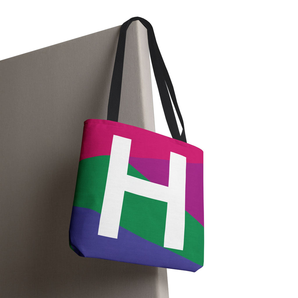 Monogram 'H' Colorblock Tote Bag — Personalized Initial H Shoulder Tote