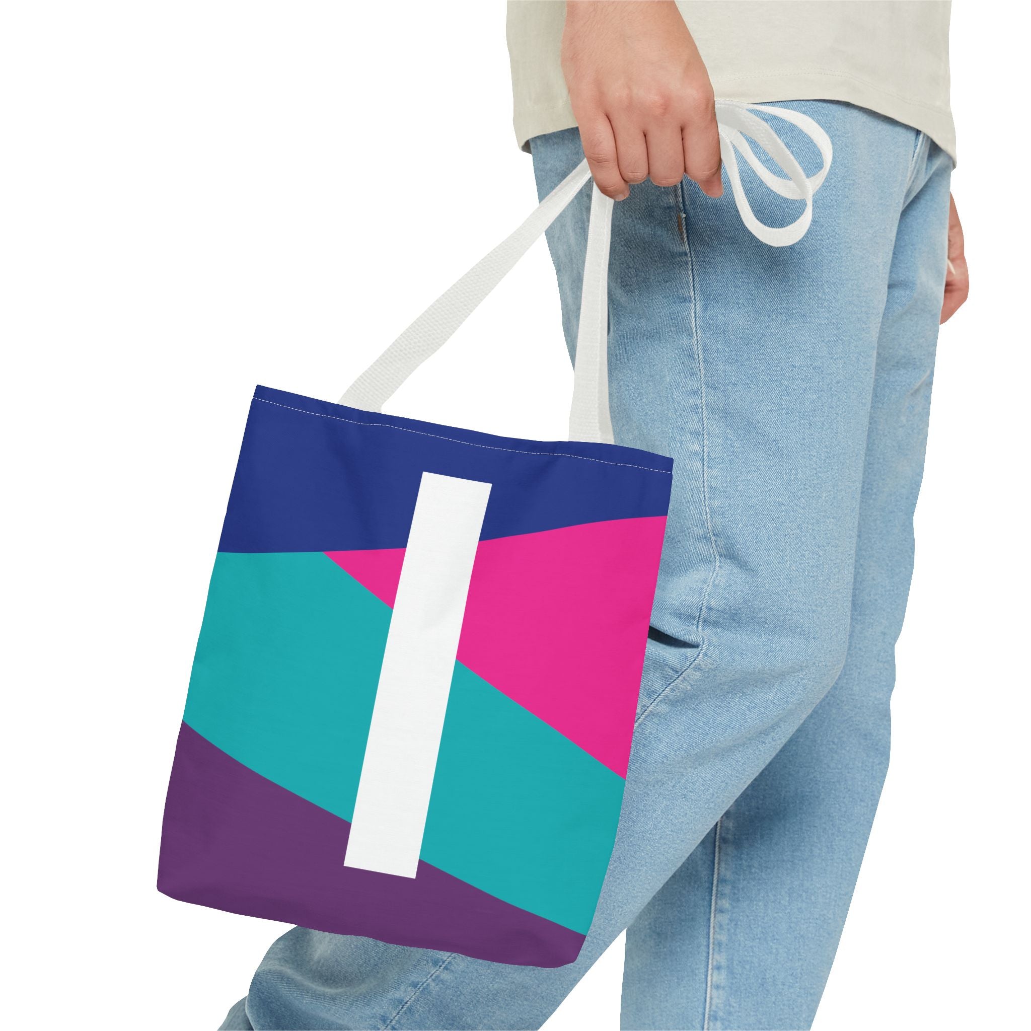 Monogram 'I' Colorblock Tote Bag — Personalized Initial I Shoulder Tote
