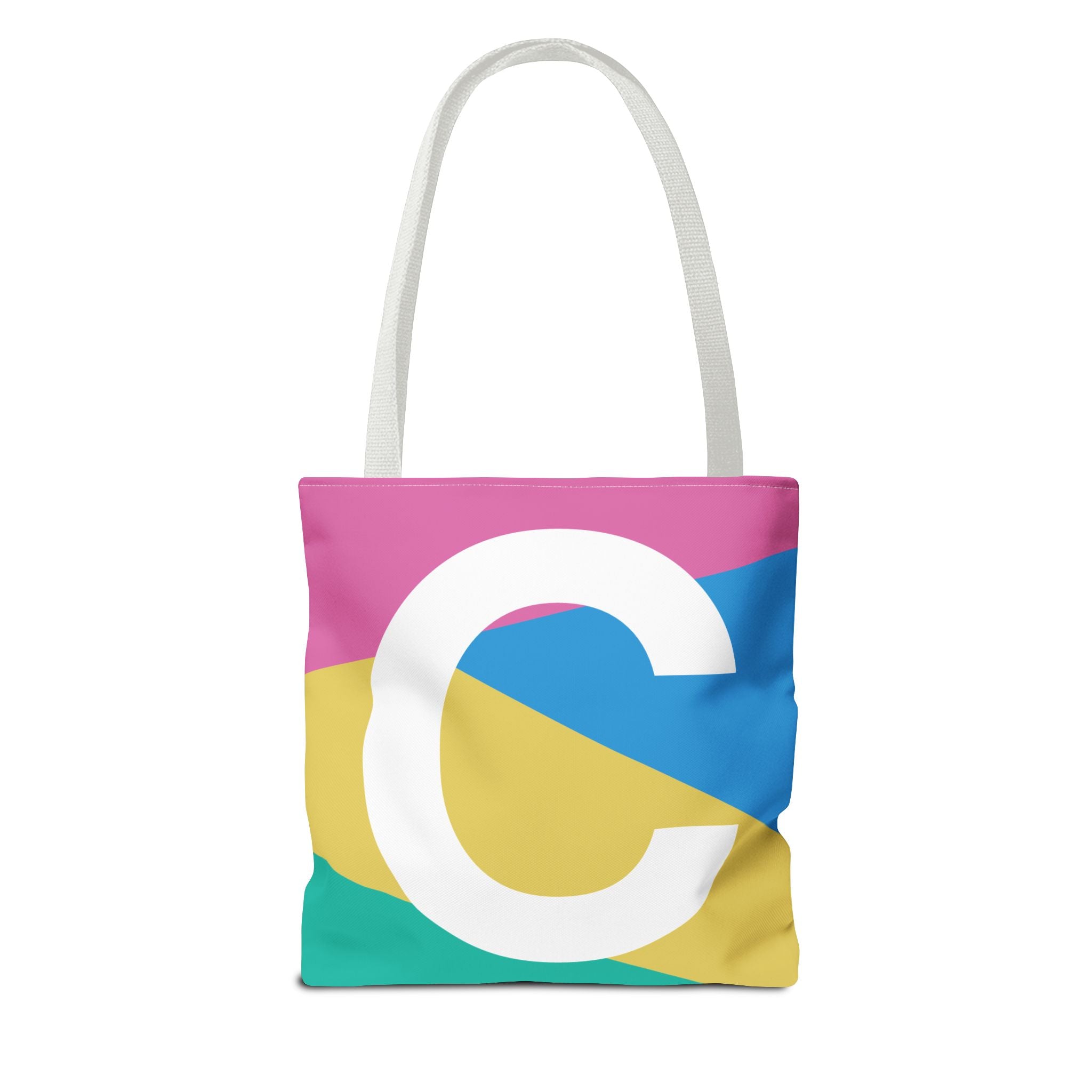 Monogram 'C' Colorblock Tote Bag — Personalized Initial C Shoulder Tote