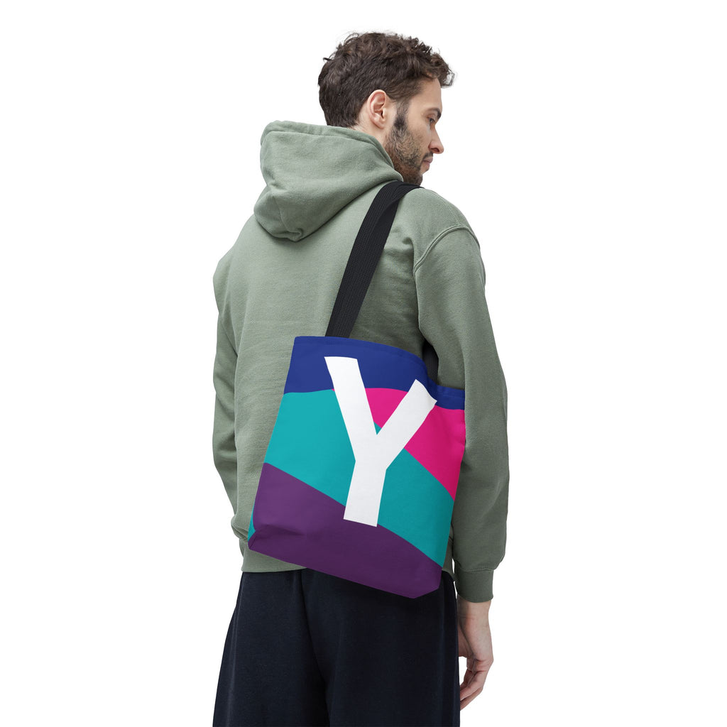 Monogram 'Y' Colorblock Tote Bag — Personalized Initial Y Shoulder Tote