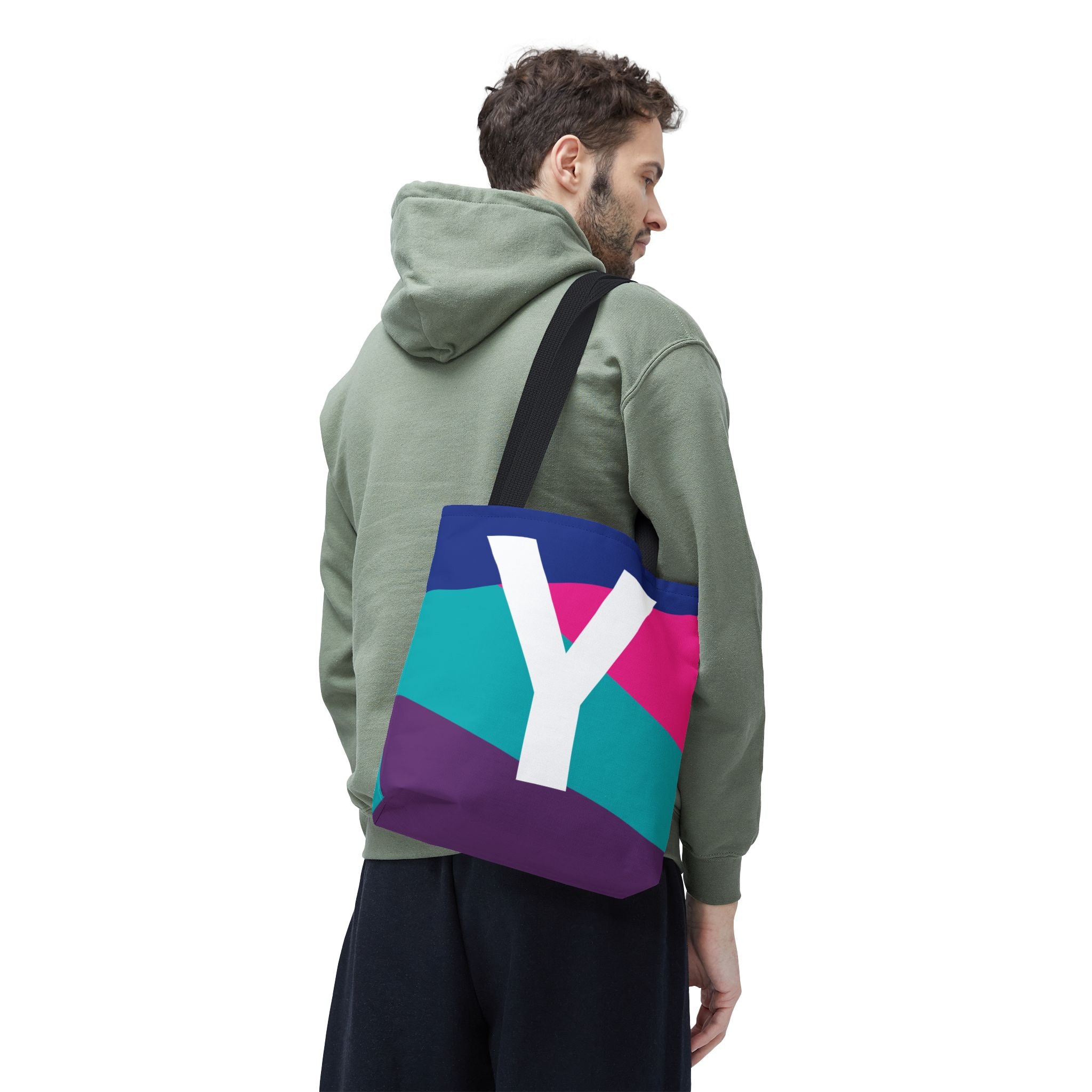 Monogram 'Y' Colorblock Tote Bag — Personalized Initial Y Shoulder Tote
