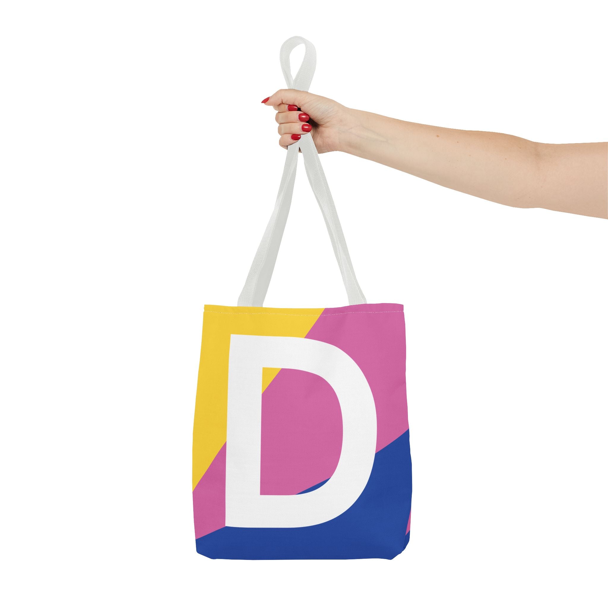 Monogram 'D' Colorblock Tote Bag — Personalized Initial D Shoulder Tote