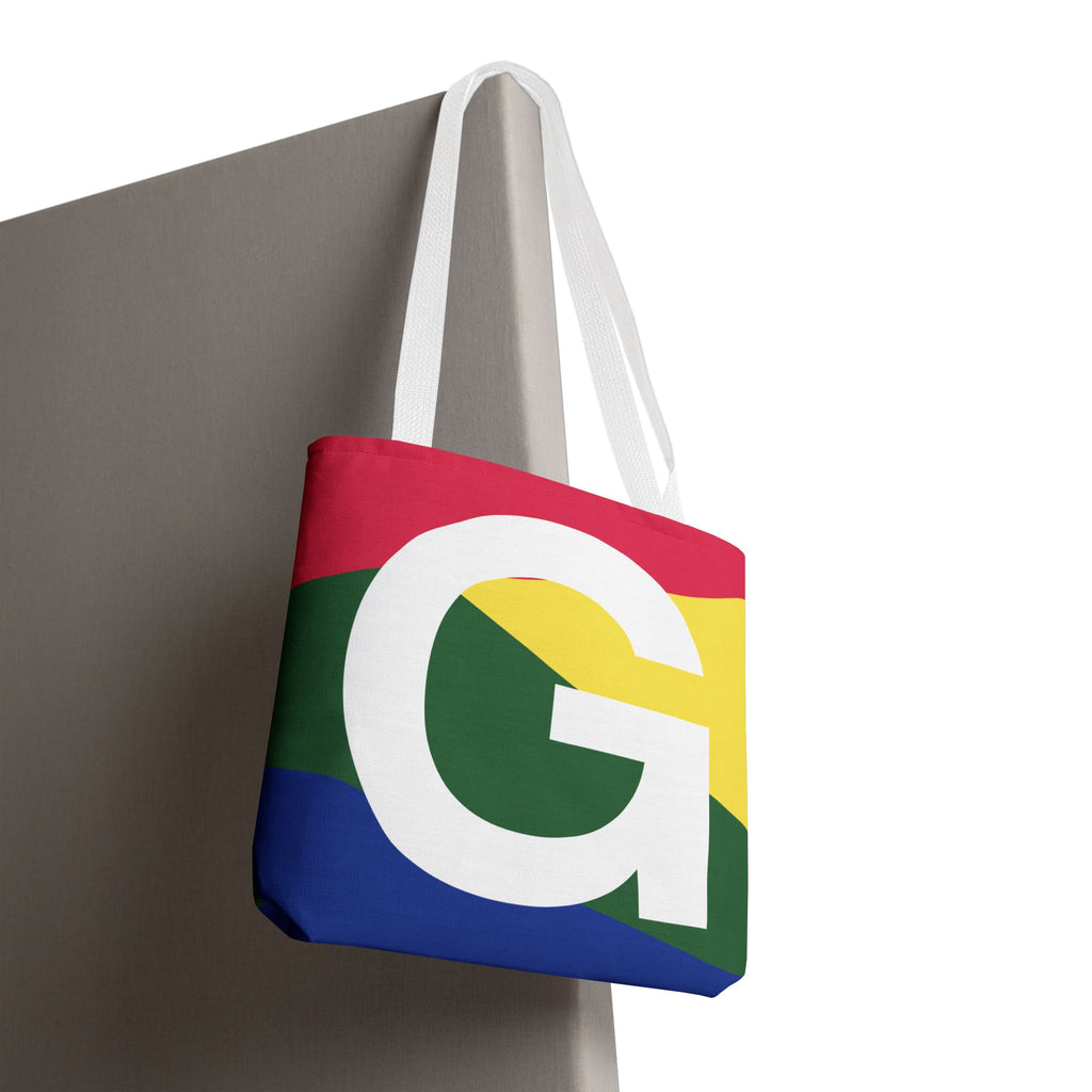 Monogram 'G' Colorblock Tote Bag — Personalized Initial G Shoulder Tote