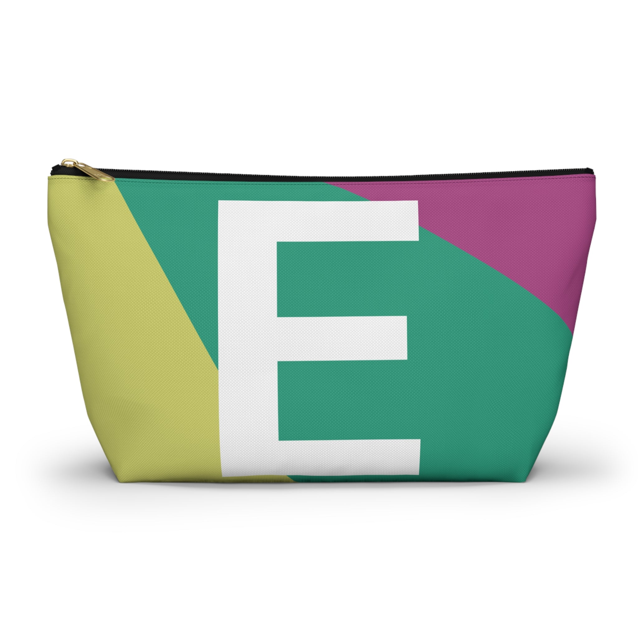 Initials Colorblock Accessory Pouch — Monogram E T-Bottom Cosmetic Bag