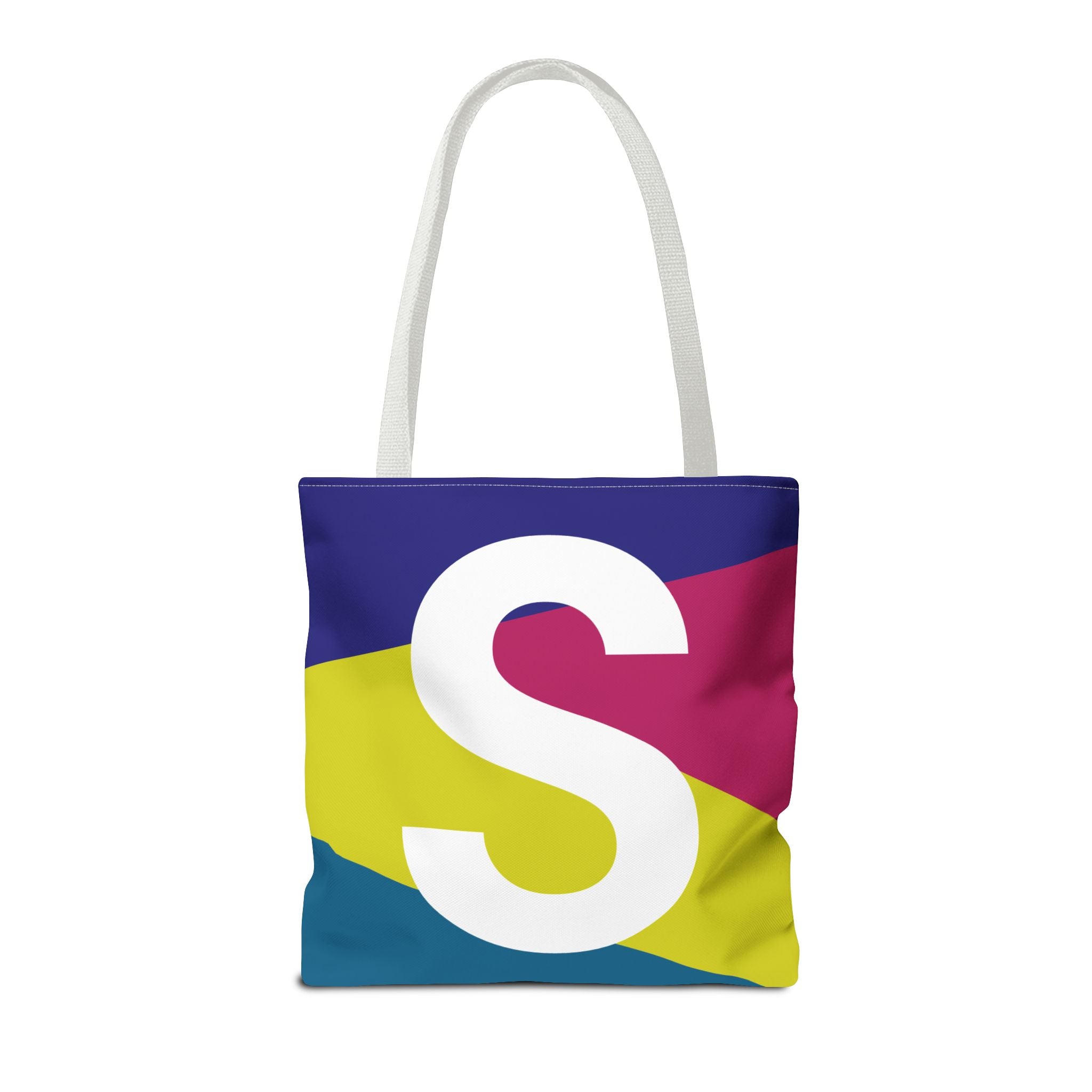 Monogram 'S' Colorblock Tote Bag — Personalized Initial S Shoulder Tote