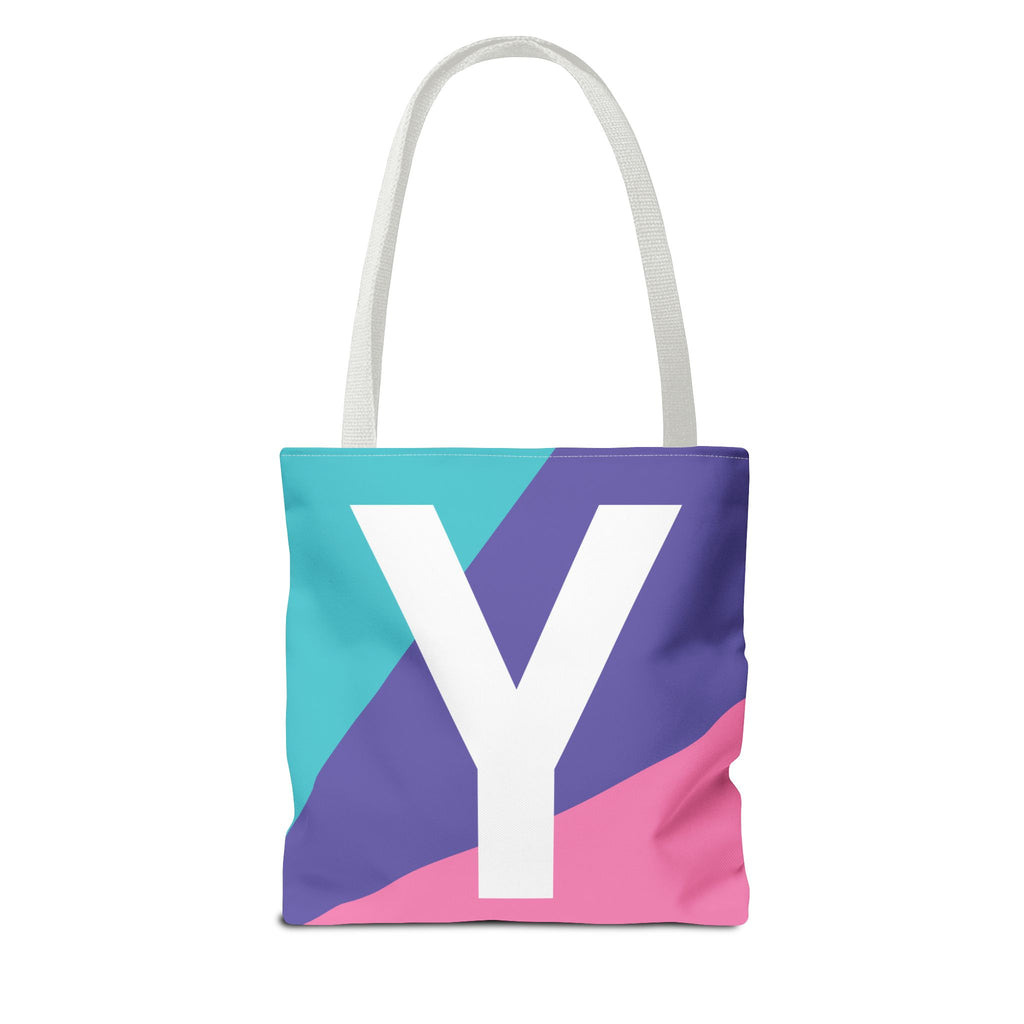 Monogram 'Y' Colorblock Tote Bag — Personalized Initial Y Shoulder Tote