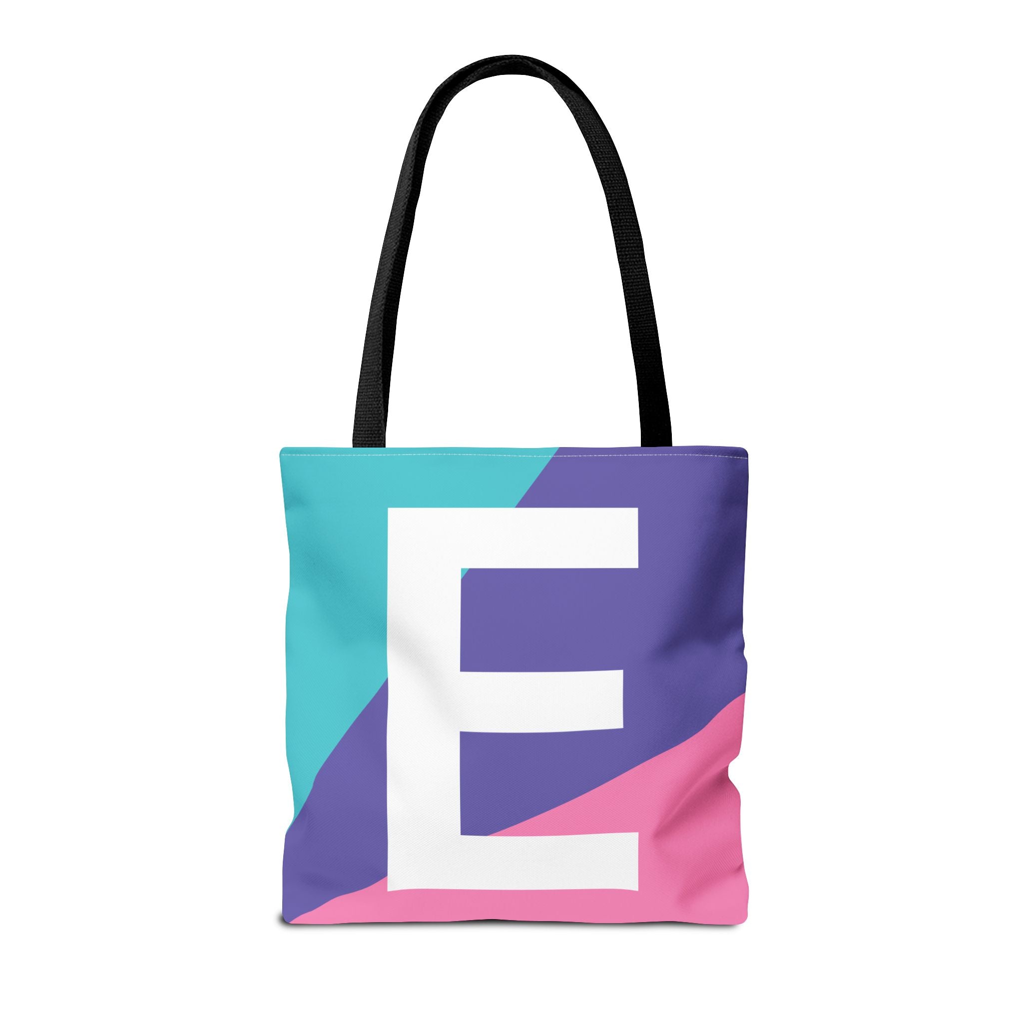 Monogram 'E' Colorblock Tote Bag — Personalized Initial E Shoulder Tote