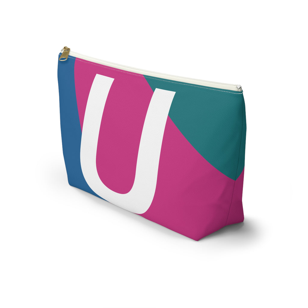 Initials Colorblock Accessory Pouch — Monogram U T-Bottom Cosmetic Bag