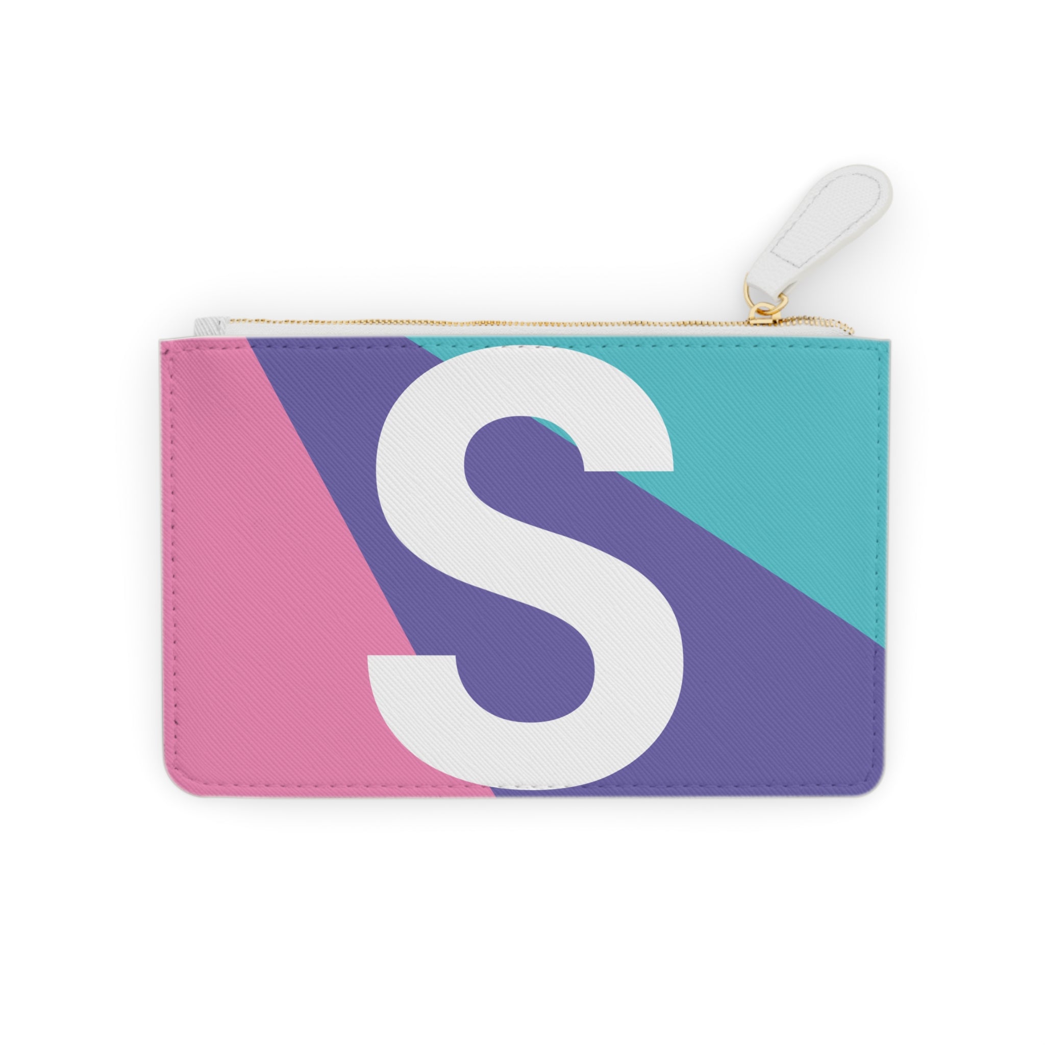 Initial S Mini Clutch — Colorblock Monogram Wristlet Wallet