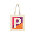 Initial P Colorblock Canvas Tote Bag — Monogram Letter P Reusable Grocery Tote
