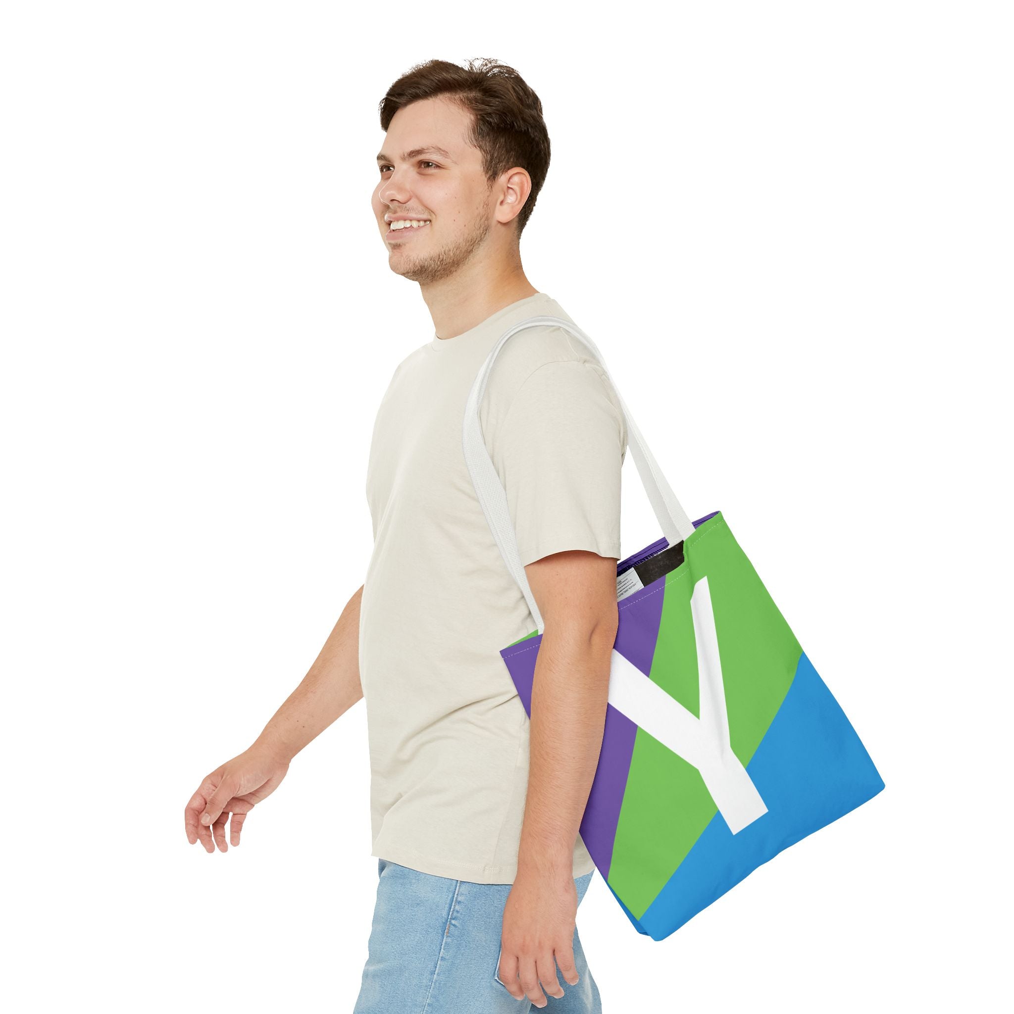 Monogram 'Y' Colorblock Tote Bag — Personalized Initial Y Shoulder Tote
