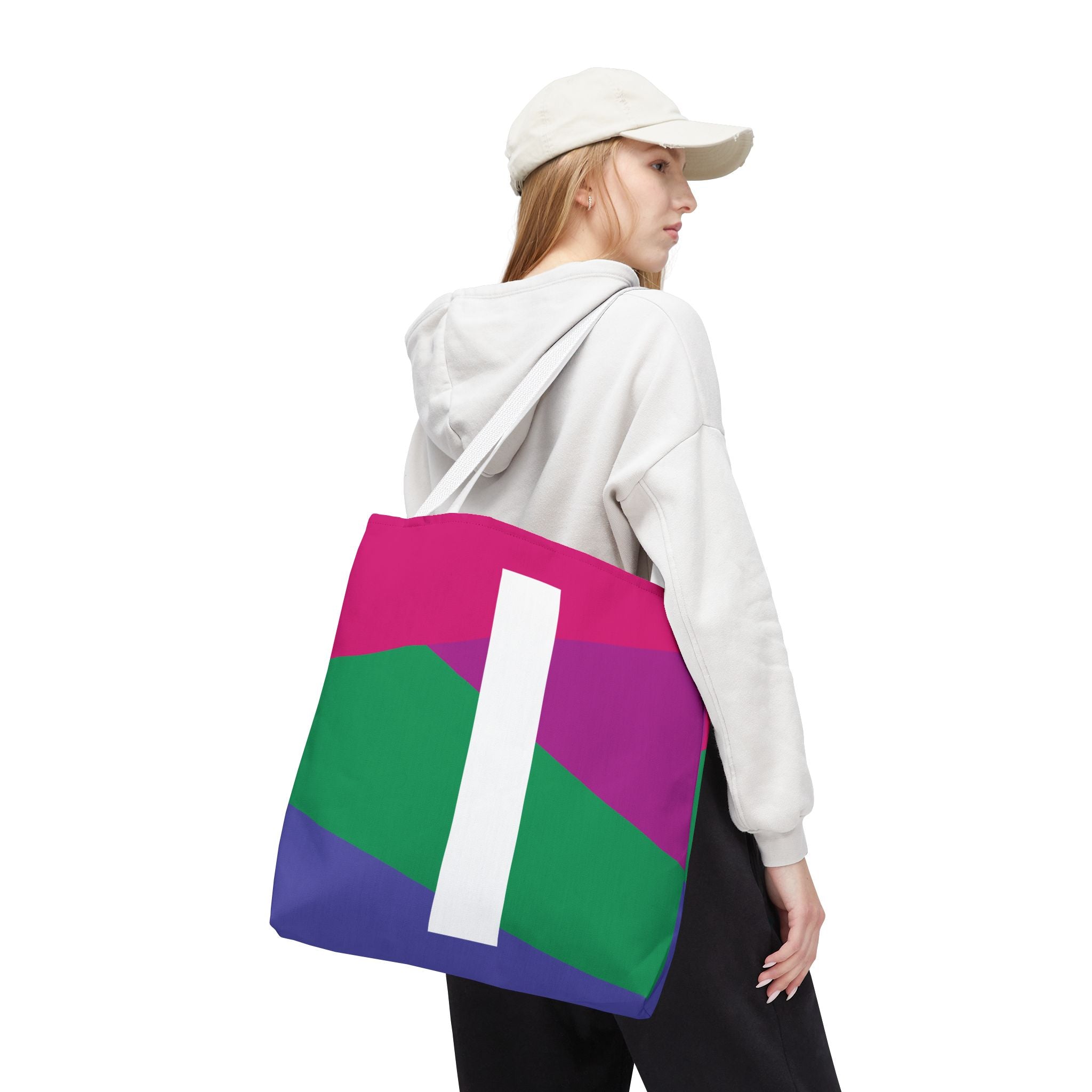 Monogram 'I' Colorblock Tote Bag — Personalized Initial I Shoulder Tote