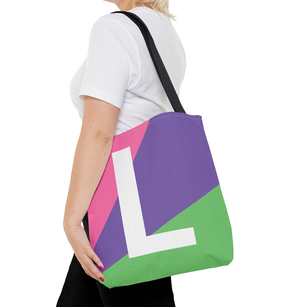 Monogram 'L' Colorblock Tote Bag — Personalized Initial L Shoulder Tote