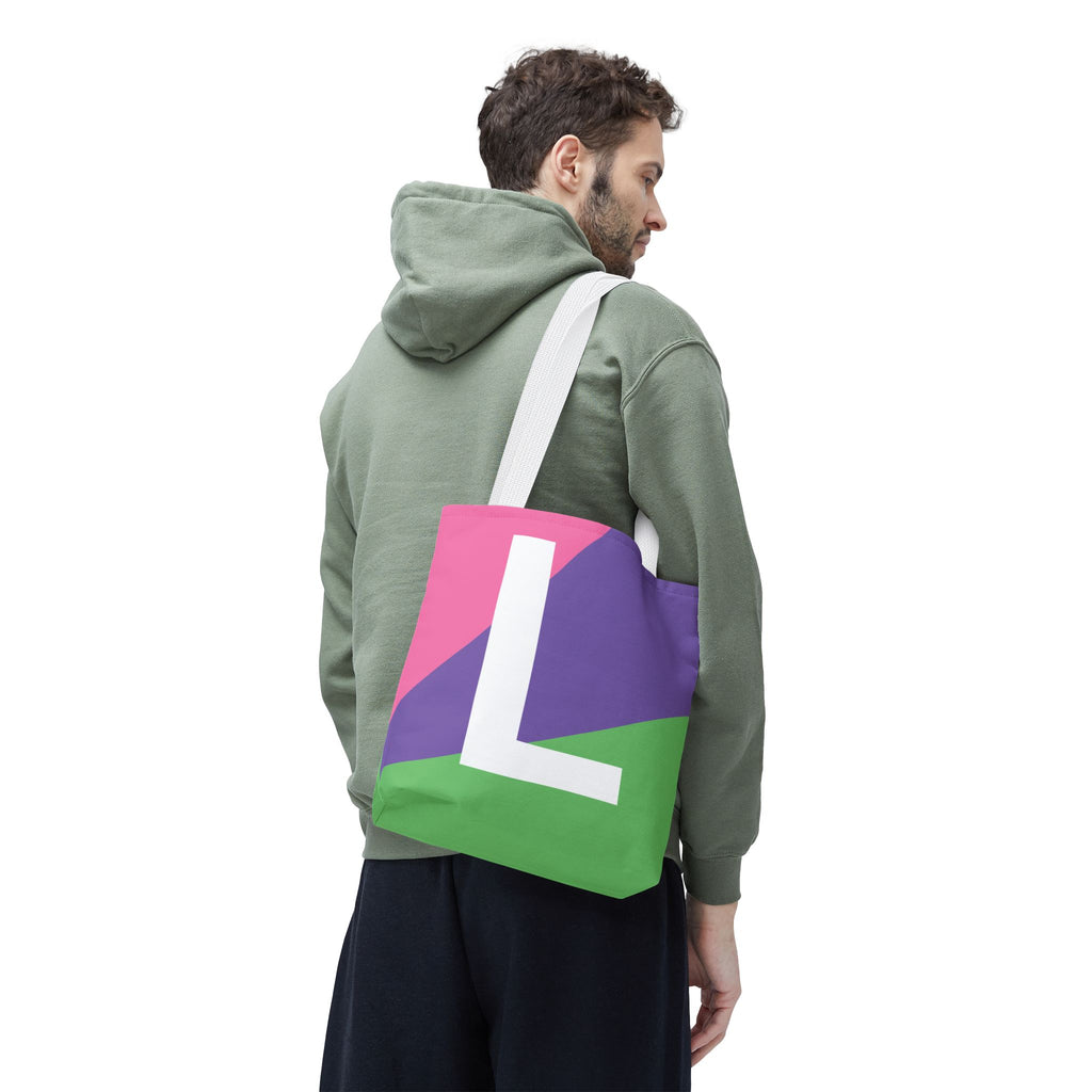 Monogram 'L' Colorblock Tote Bag — Personalized Initial L Shoulder Tote