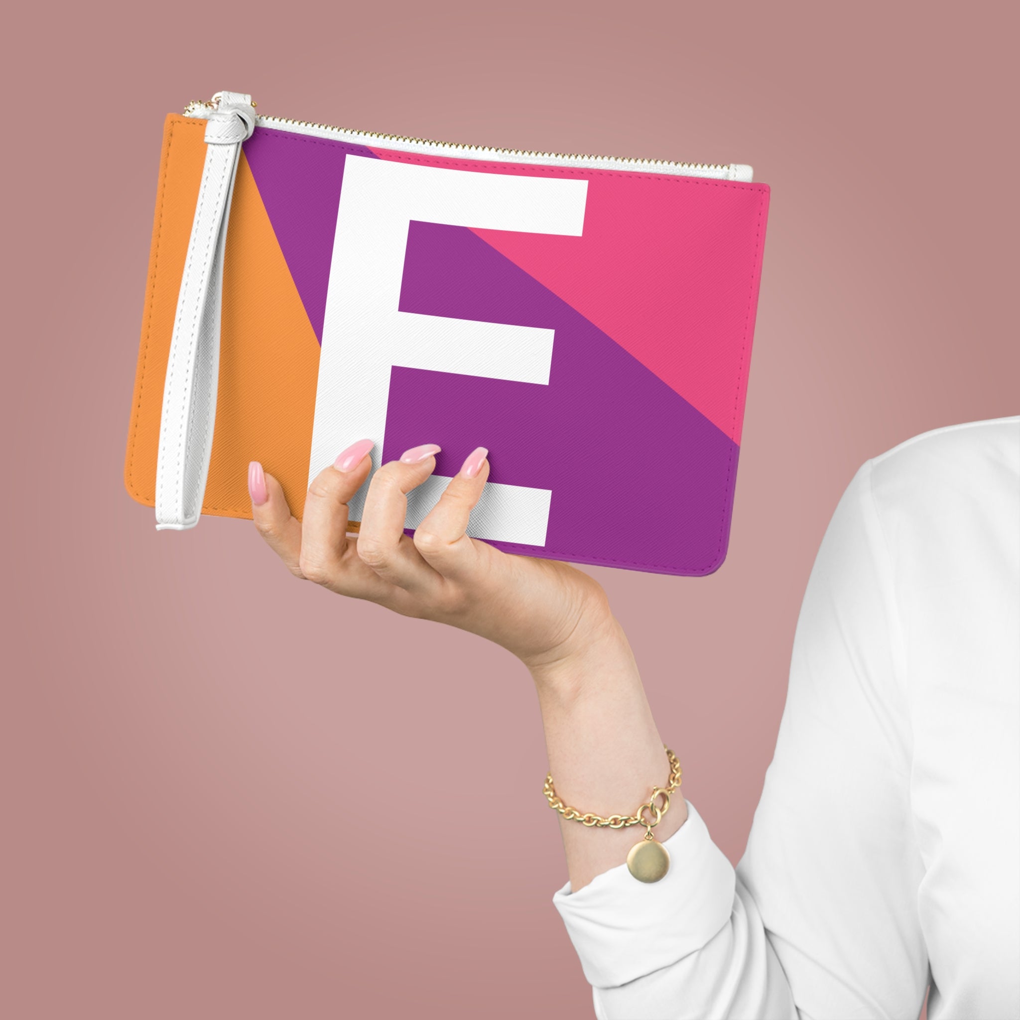 Monogram 'E' Colorblock Clutch Bag — Bold Geometric Wristlet for Everyday & Gifts