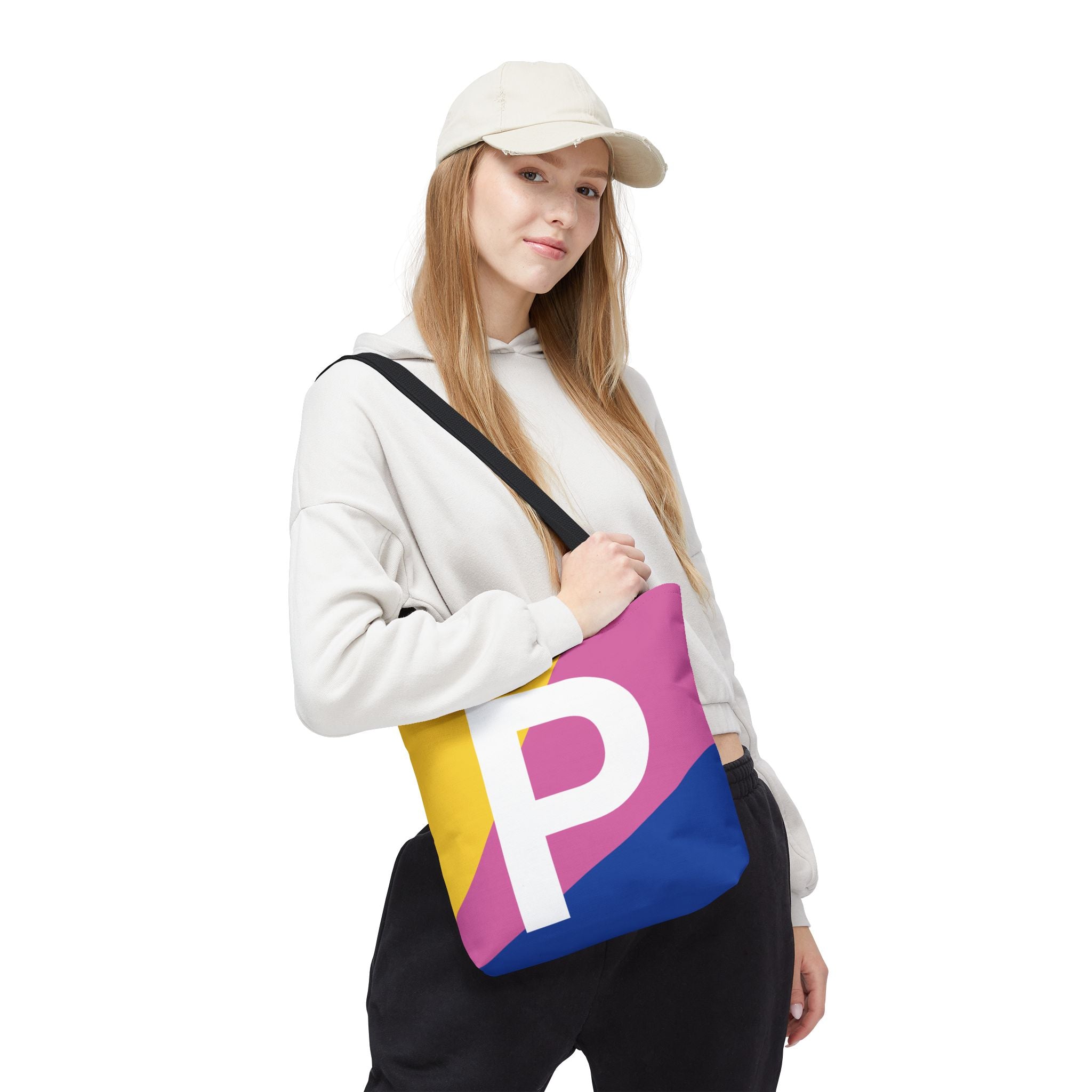 Monogram 'P' Colorblock Tote Bag — Personalized Initial P Shoulder Tote
